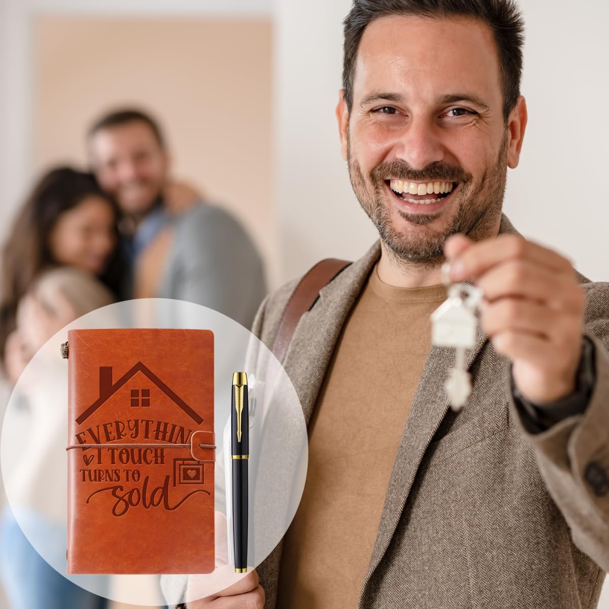 Realtor Gifts for Women, Everything I Touch Turns to Sold Leather Journal Notebook, Closing Gifts for Realtors, Thank You Gift for Realtor Real Estate Agent, Salesman, Boss, Coworkers, Employees