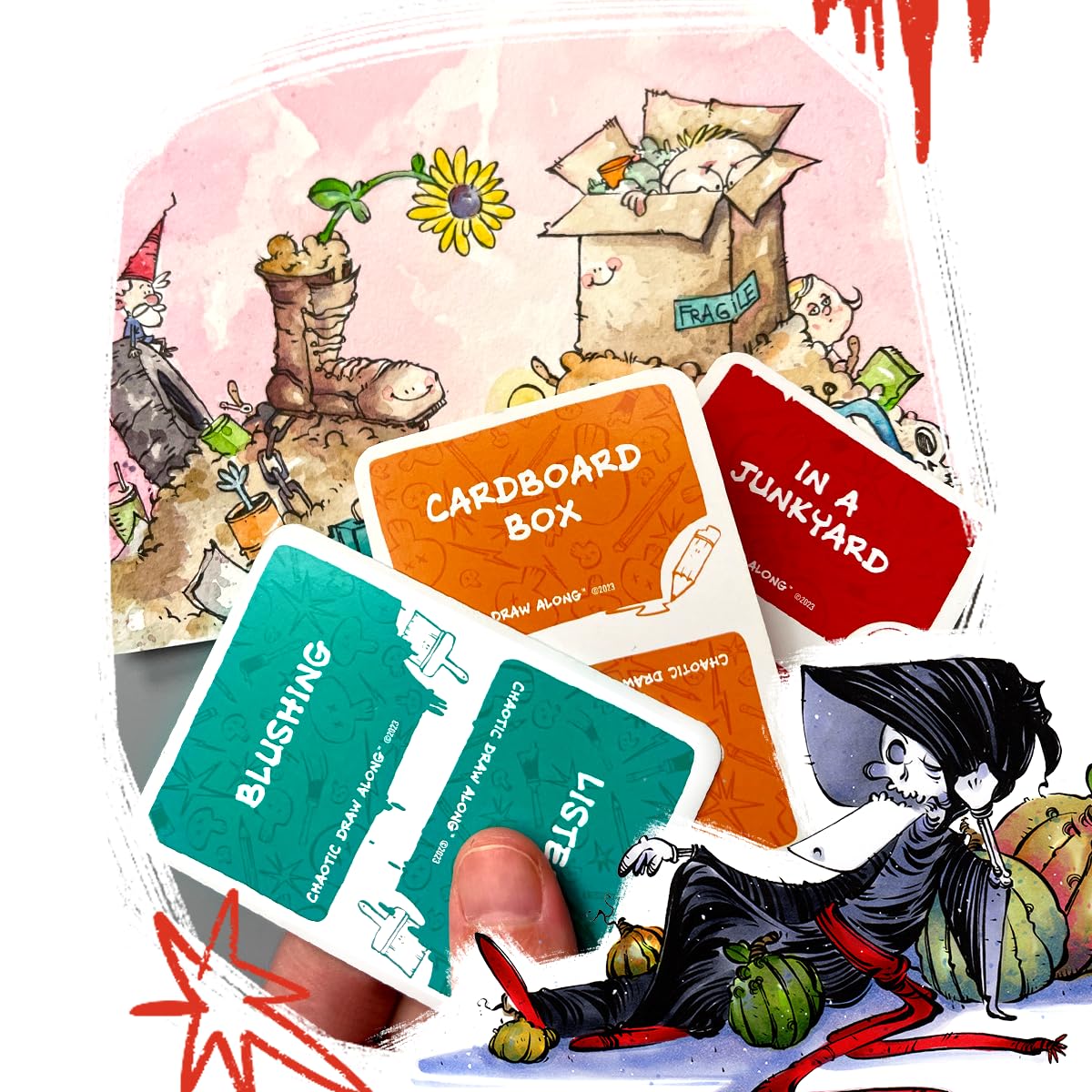 110 Drawing Prompt Cards, Creative Sketch Game with 105 Unique Prompts and 5 Blank Cards for Artists, Families, Classrooms and Party Games