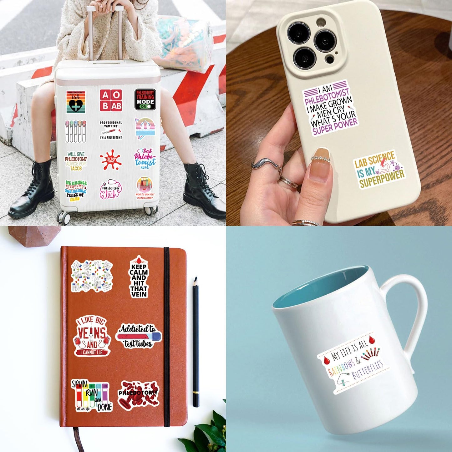 Phlebotomy Stickers Decals, Phlebotomist Vinyl Stickers Decals for Laptop Water Bottle Bumper Luggage Computer Skateboard. Gift for Kids Girls Teens
