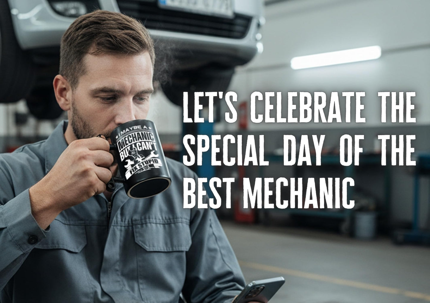 Onebttl Mechanic Gifts Wrench Coffee Mug, Mechanic Gift, 13.5oz/400ml Funny Ceramic Mug for Christmas, Father's Day, Fix Stupid