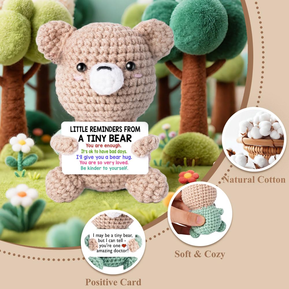 Emotional Support Crochet Bear Handmade Crochet Bears Get A Hug Bear Gifts for Women Friends Coworker