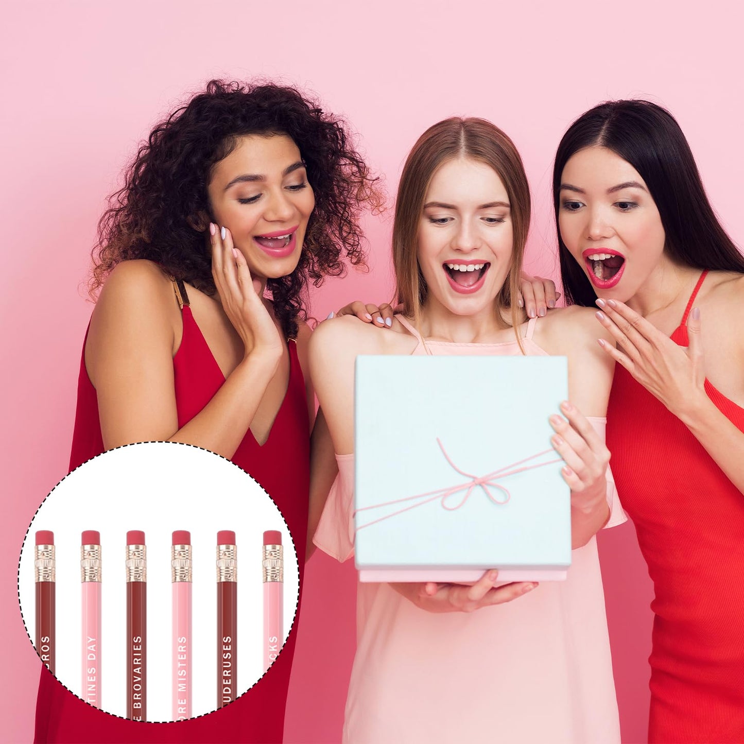 Harloon 36 Pcs Galentines Funny Pencil Bulk Happy Galentine's Day Party Favors Exchange Gift Red and Pink Wood Sayings Pencils with Erasers for Girlfriend Women Coworker Employee, 2 Colors