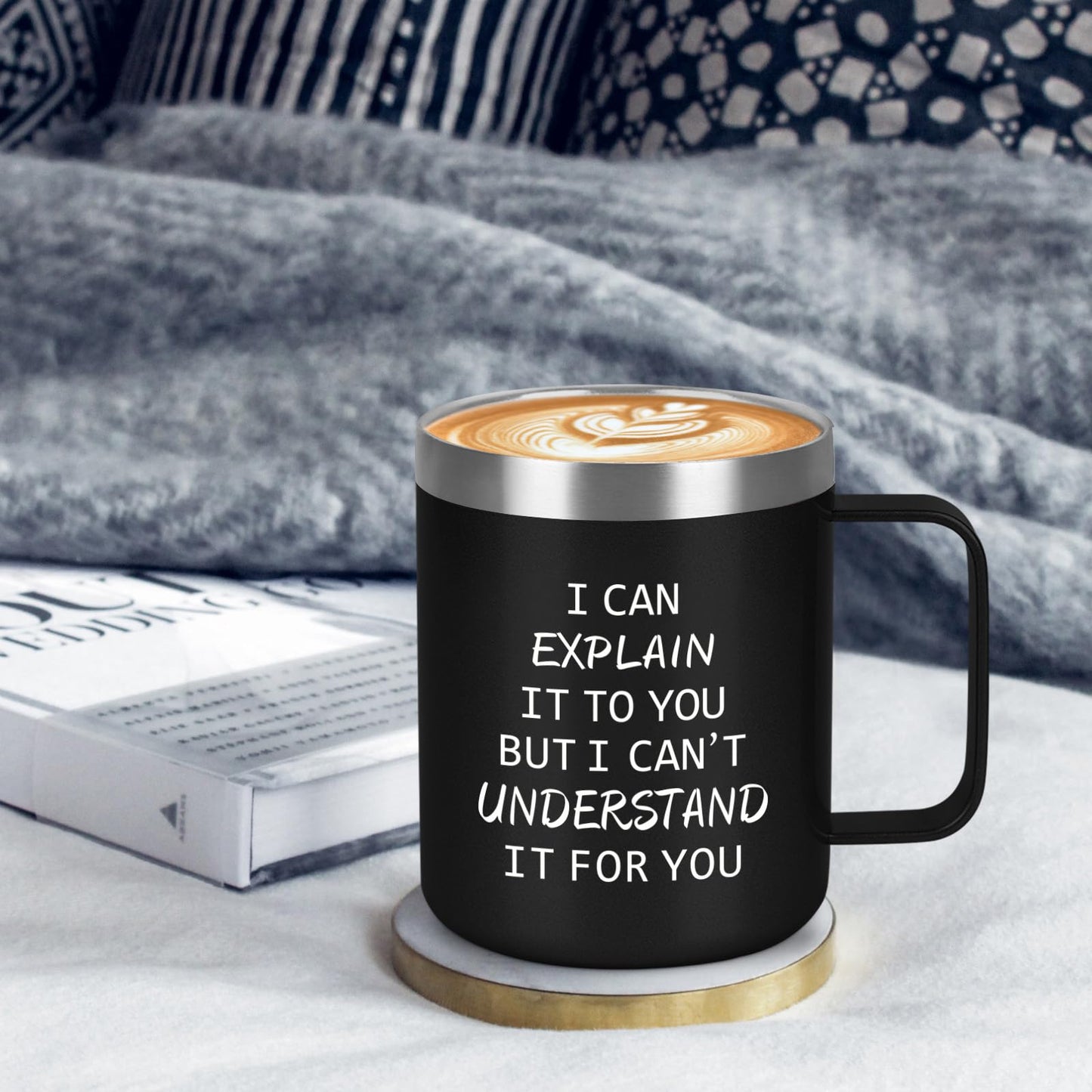 Qtencas Engineer Gifts, I Can Explain It to You But I Can't Understand It for You Stainless Steel Coffee Mug, Christmas Birthday Gifts for Engineers Men Coworker Boss Office Computer Geek(12OZ, Black)