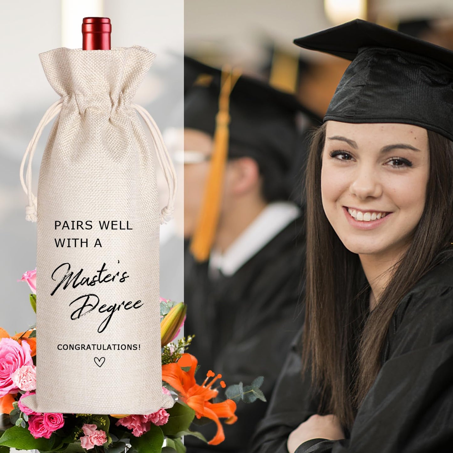 LANBAIHE Master's Degree Wine Bag - Reusable Graduation Gift for College, Doctorate Party