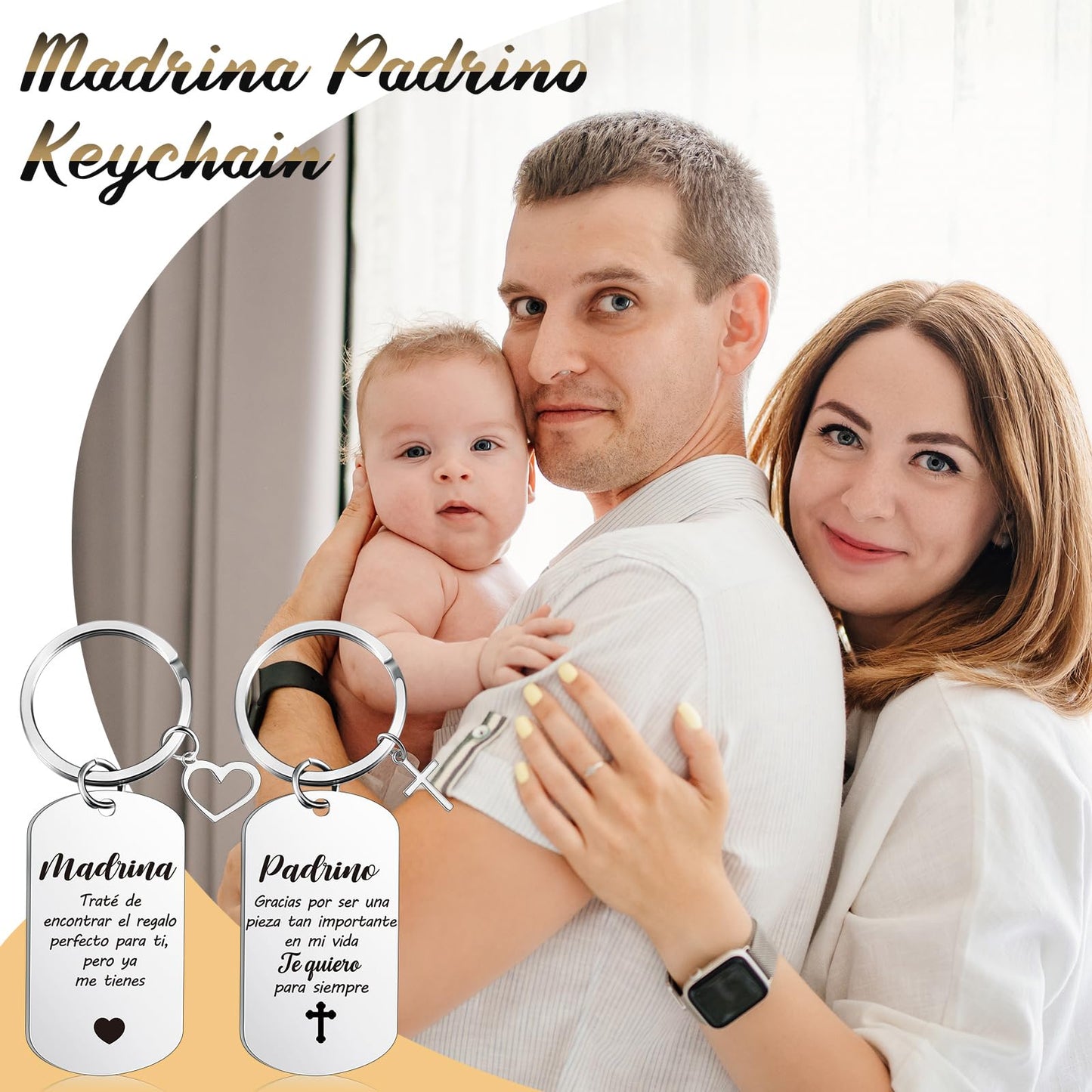 Sieral 9 Pcs Godparents Proposal Gift Will You Be My Godmother Godfather with Tumbler Keychain Card Pen Box Godchild Baptism Xmas Gift for Godparents Padrinos Madrina(Madrina, Padrino)