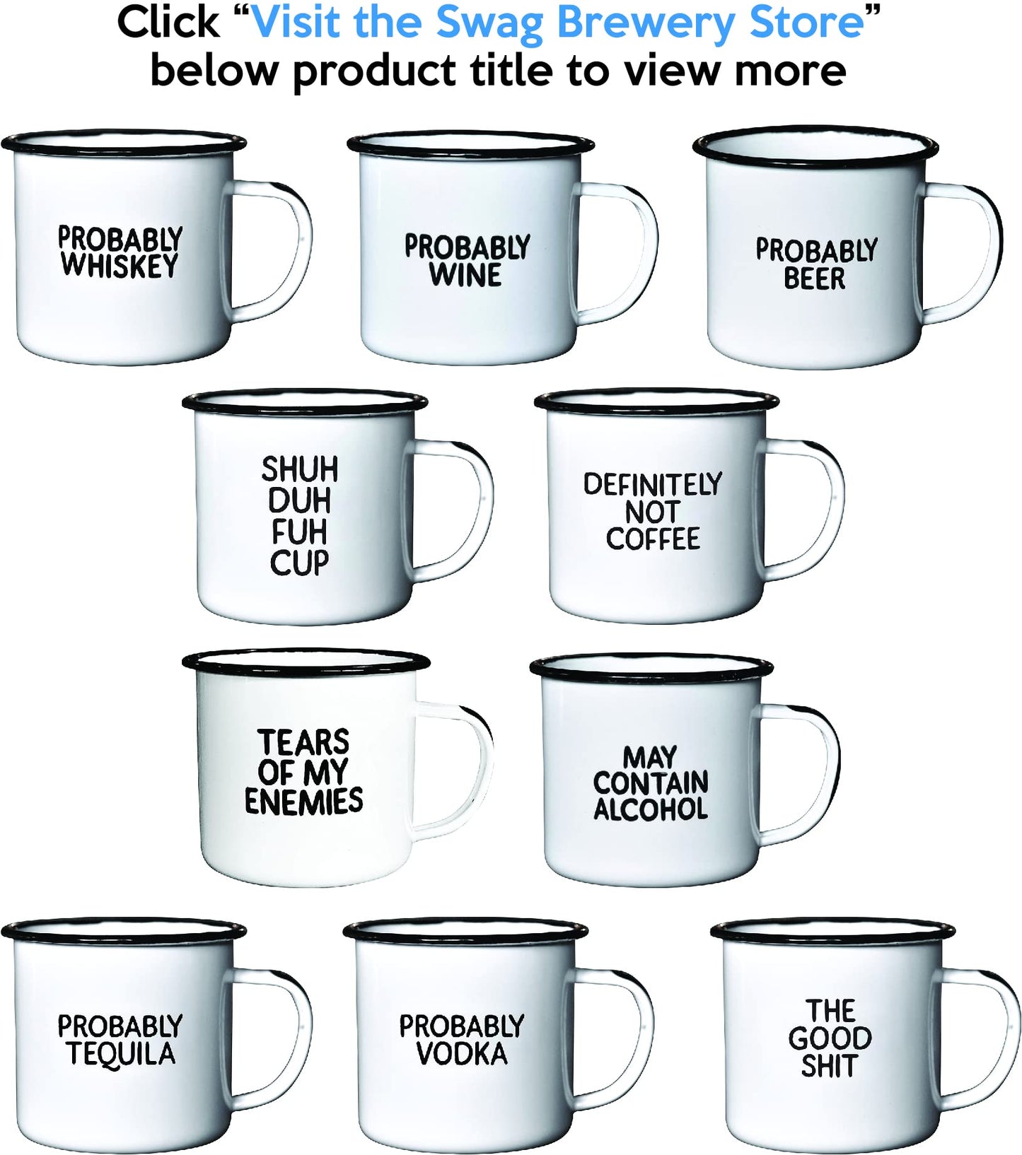 MAY CONTAIN ALCOHOL | Enamel"Coffee" Mug | Sarcastic Gift for Vodka, Gin, Bourbon, Wine and Beer Lovers | Great Office or Camping Cup for Dads, Moms, Campers, Tailgaters, Drinkers, and Travelers