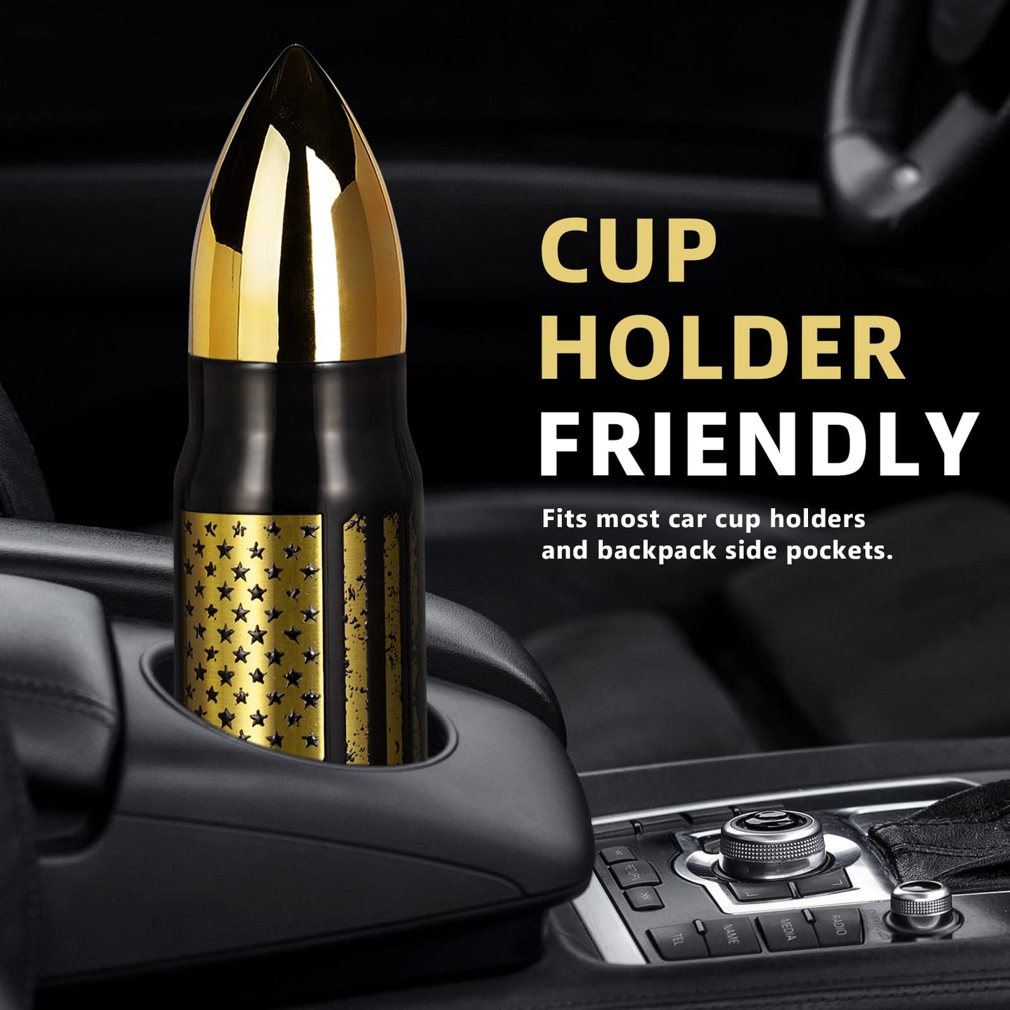 17oz Bullet Tumbler Stainless Steel Gifts for Men Dad Him Husband, Unique Shaped Thermos, Coffee Mug, Anniversary Birthday Dad Gifts for Men, Present Ideas for Fathers Day, Fishing Hunting Camping