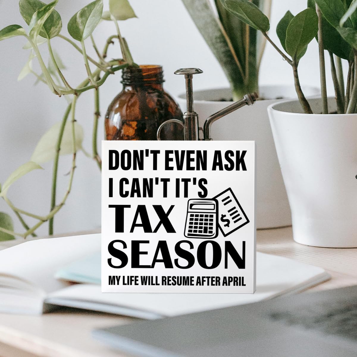 Accountant Gifts for Men Women, Accounting CPA Tax Preparer Gifts Christmas Birthday Gift Accountant Office Cubicle Desk Decor, I Can't It's Tax Season, Wooden Box Sign