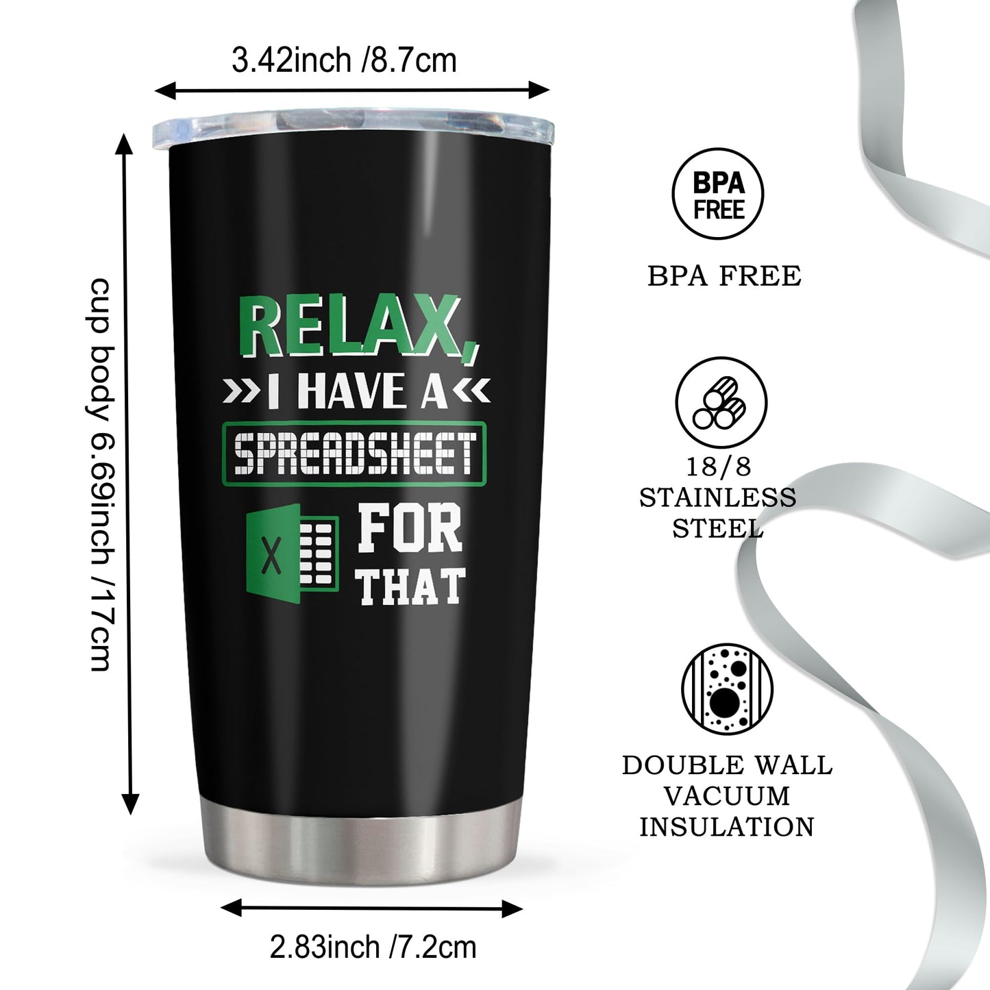 Accountant Gifts, Spreadsheet Tumbler 20oz, Funny Spreadsheet Gifts for Boss, CPA, Coworker, Auditors, Finance Professionals, Women, Men, Accountant/CPA Birthday Christmas Gift, Accounting Cup
