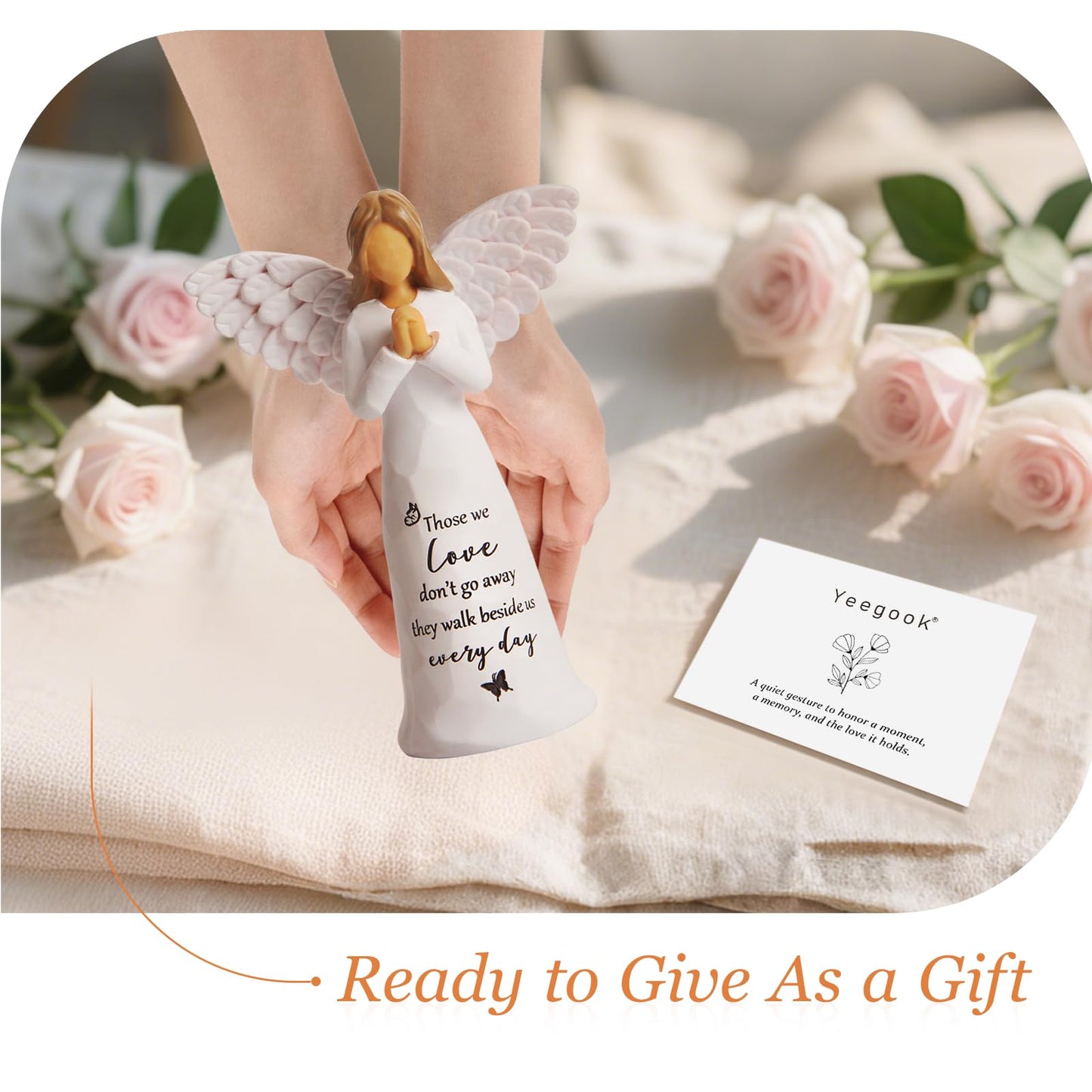 Sympathy Gifts for Loss of Loved One, 6" Handcrafted Memorial Angel Figurine, Memorial Gifts for Loss of Mom Dad, Condolences Bereavement Remembrance in Memory of Loved One Gift
