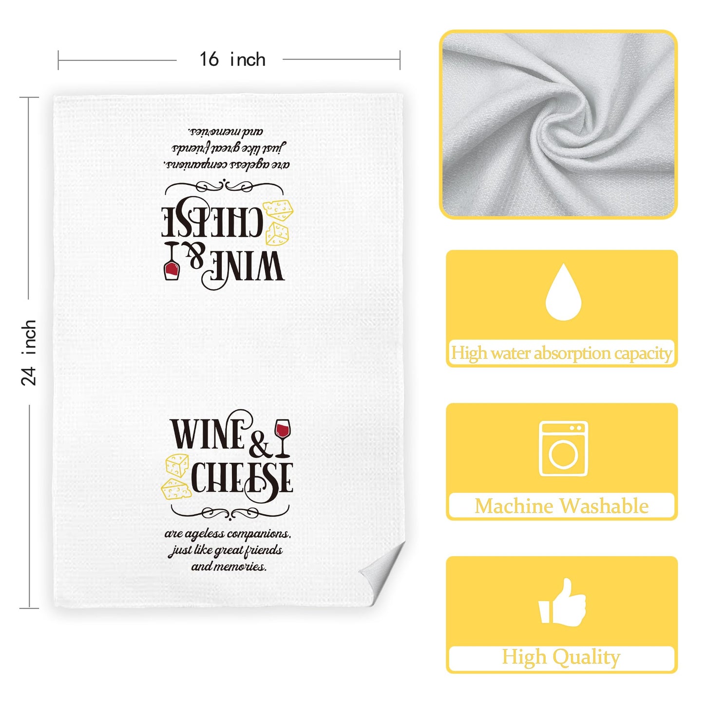 Wine Kitchen Towels, Wine Gifts for Lovers Women, Bar Towels for Home Bar Kitchen, 16x24 Inch