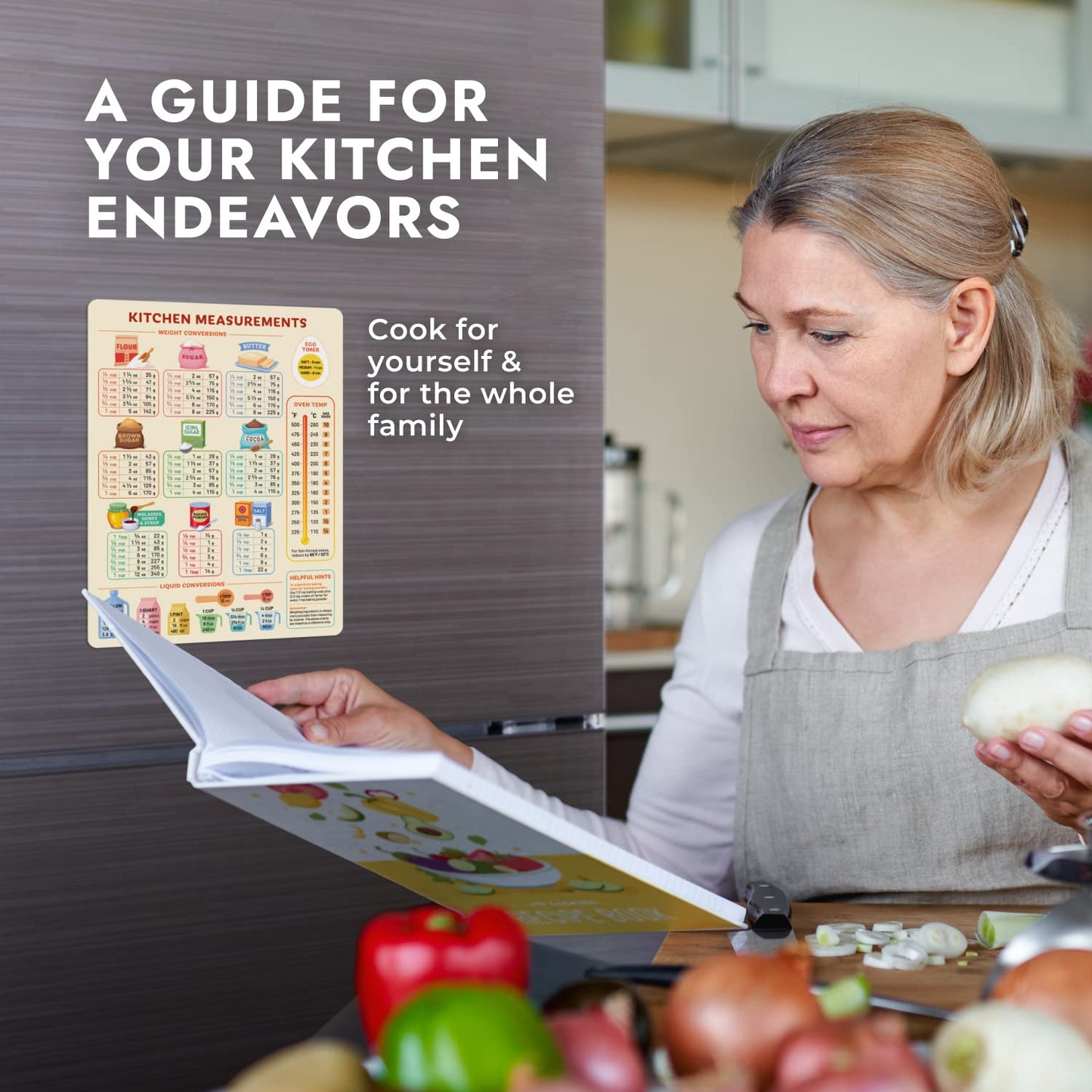 Kitchen Conversion Chart Magnet for Easier Cooking & Kitchen Baking - Kitchen Gadget Baking Gifts - Metric Conversion Chart for Cooking - Cute Kitchen Accessories - Kitchen Needs Baking Accessories