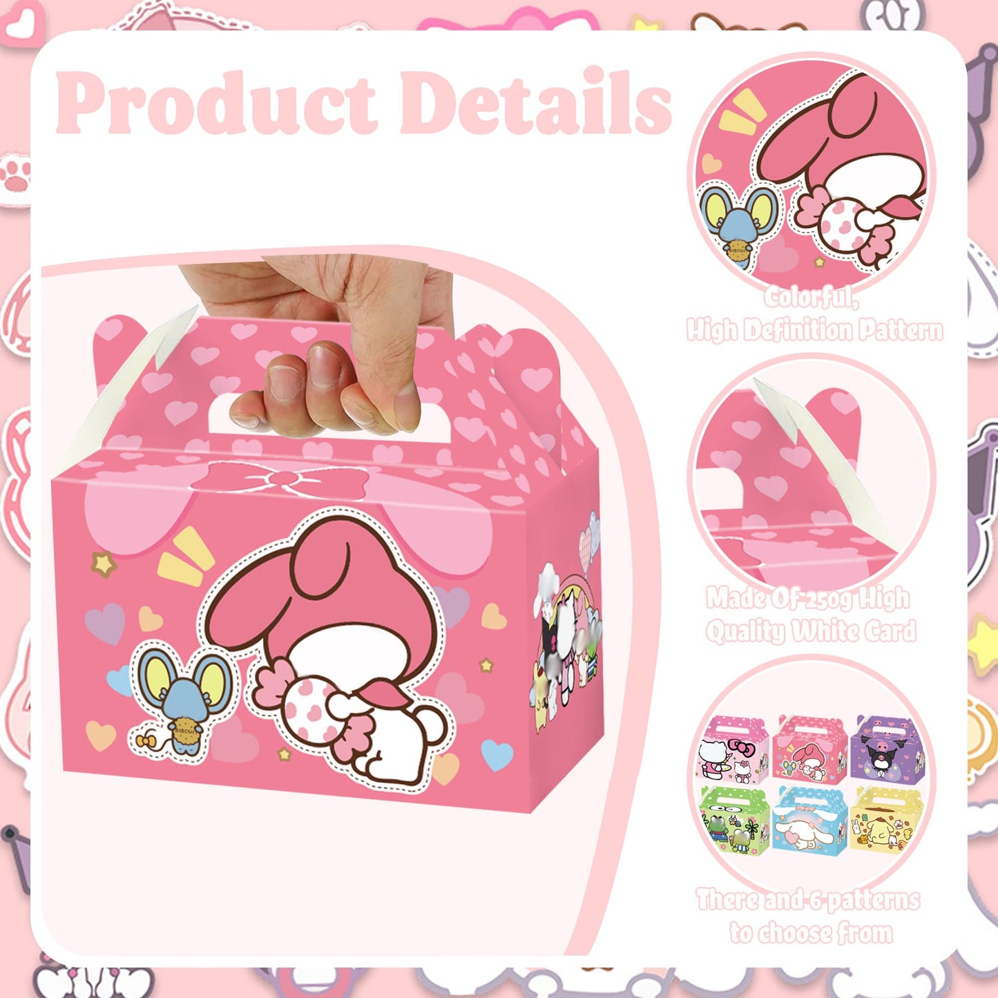 ARERQEWN Kawaii Birthday Decorations, 12 PCS Kawaii Goodie Bags, Kawaii Party Candy Gift Bags for Kawaii Party Decorations