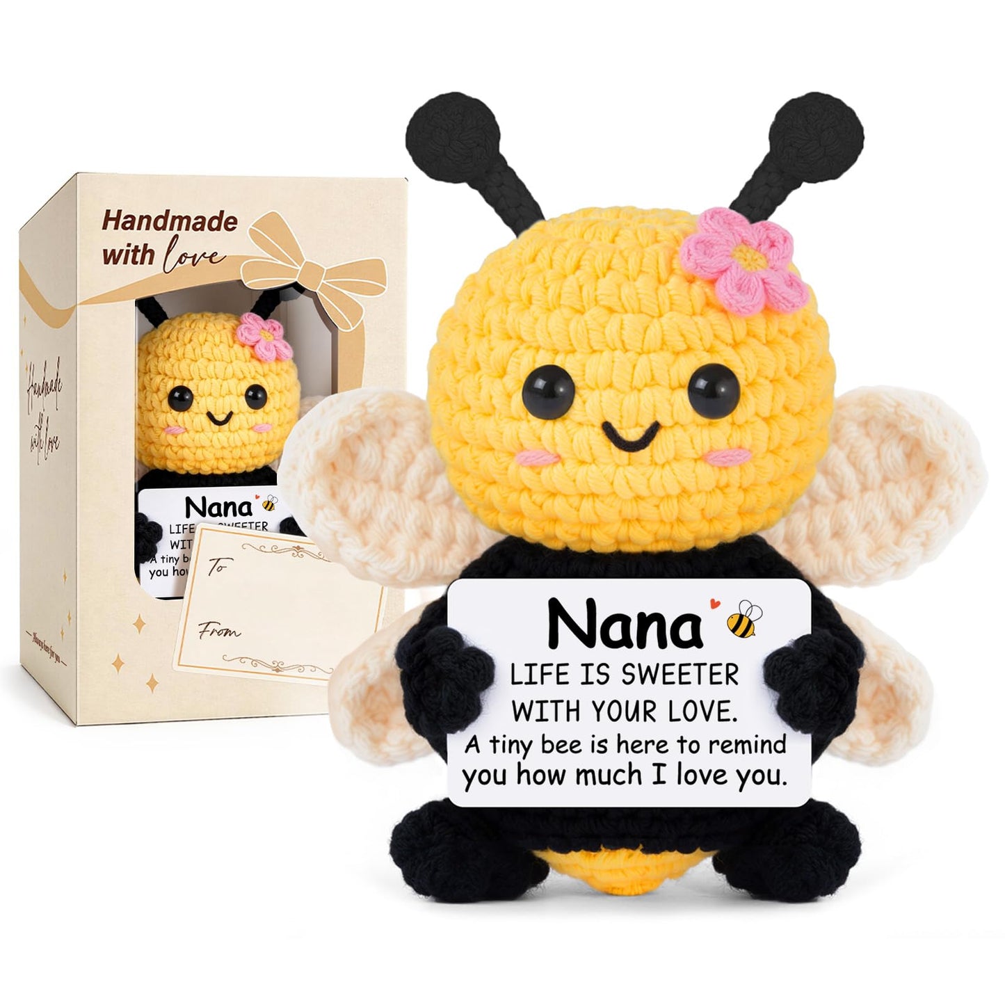Nana Gifts from Granddaughter, Birthday Gifts for Nana - Cute Handmade Crochet Bee - Valentines Mothers Day for Grandma, Emotional Support Animal Gift