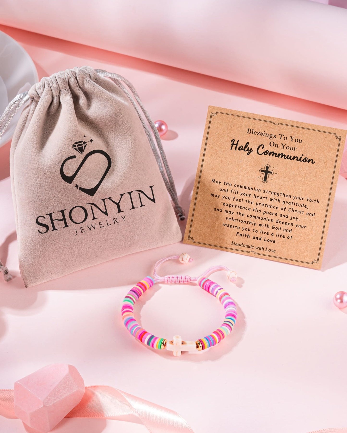 Shonyin Adjustable Cross Bracelet for Girls,Kindergarten Preschool Graduation First Communion Baptism Easter Confirmation Gifts for Girls