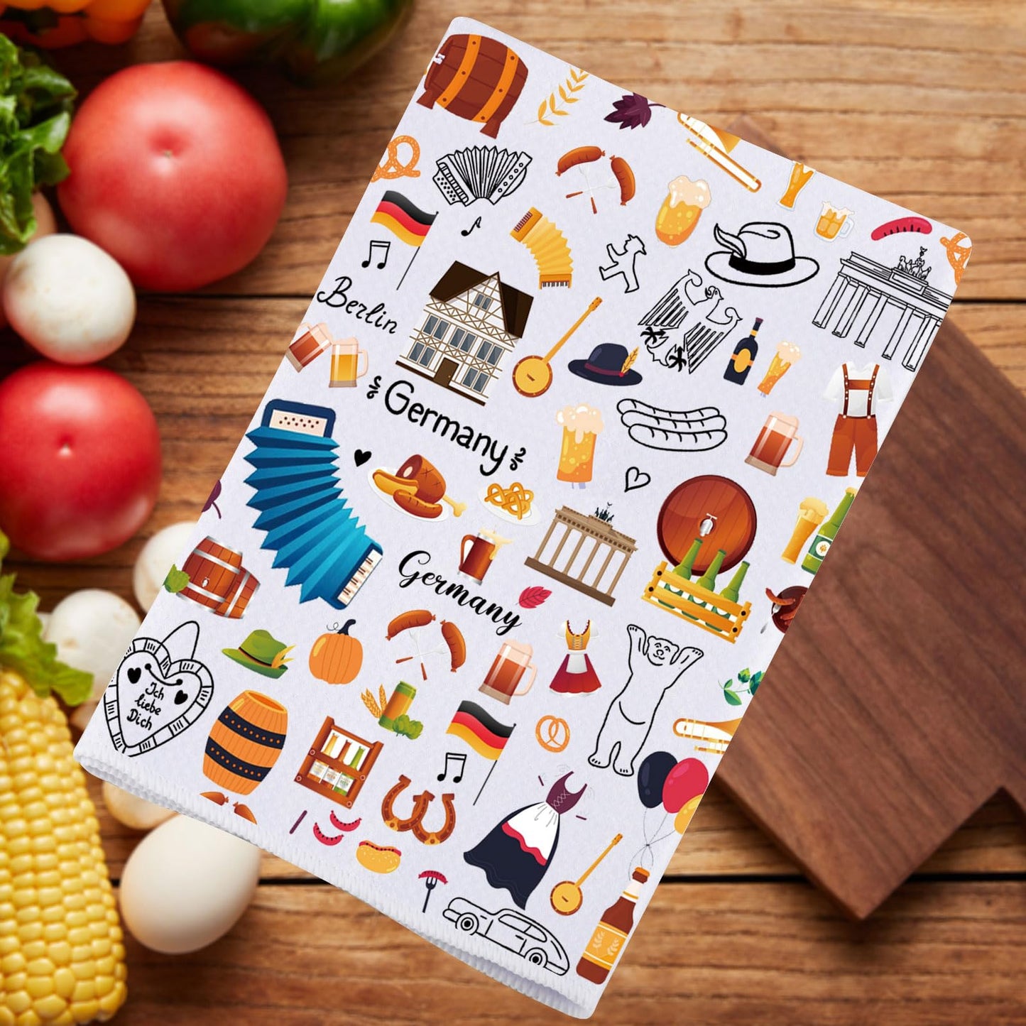 JNIAP Germany Kitchen Towel German Dish Towel Germany Themed Gifts Germany Housewarming Gift German Kitchen Decor (German KT)