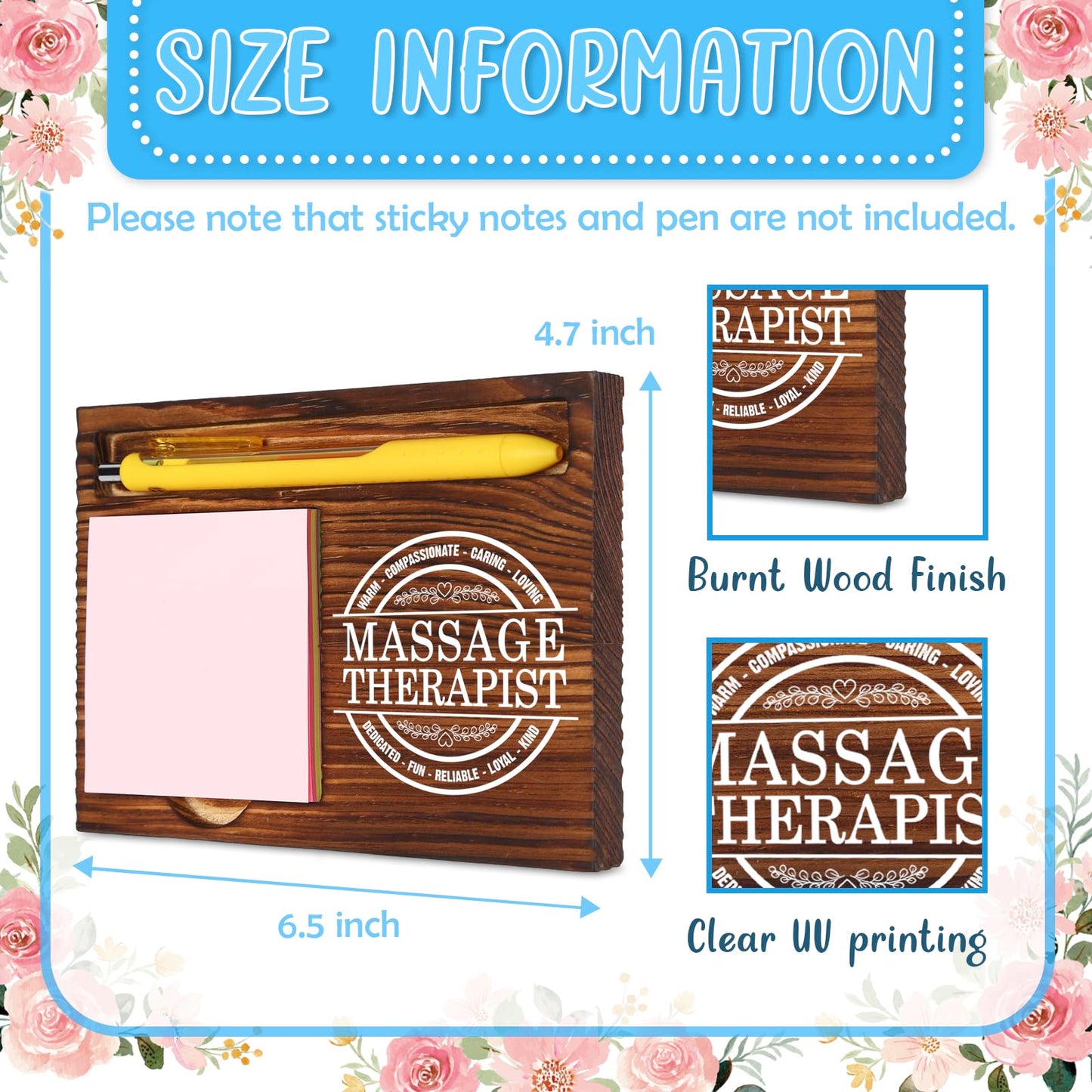 Thank You Gifts for Massage Therapist Women, Spa Staff Gifts Idea, National Massage Therapy Week Healthcare Therapist Gift, Self-Stick Note Pad Holder for Desk Organization VN429