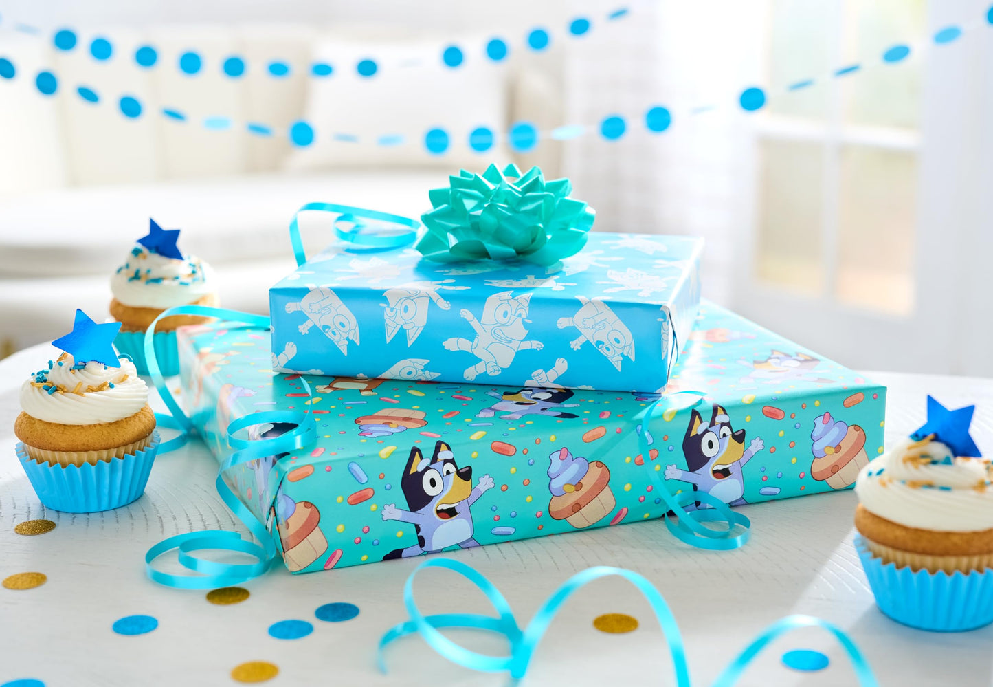 American Greetings 40 sq. ft. Reversible Bluey Wrapping Paper for All Occasions (1 Roll, 30 in. x 192 in.)