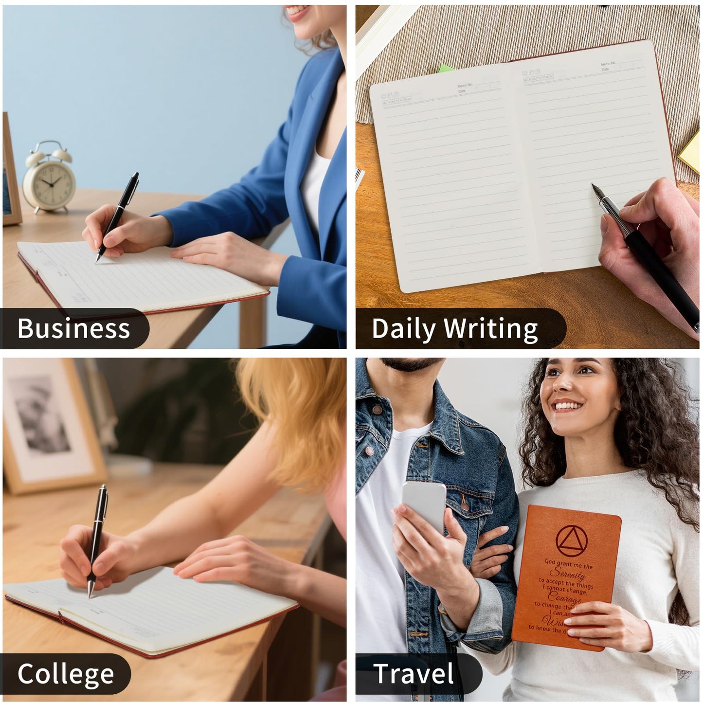 AA & NA Sobriety Leather Notebook Addiction Recovery Gift for Friends Women Men Birthday Gifts New Beginnings Gifts for Friends (God grant me-AA)