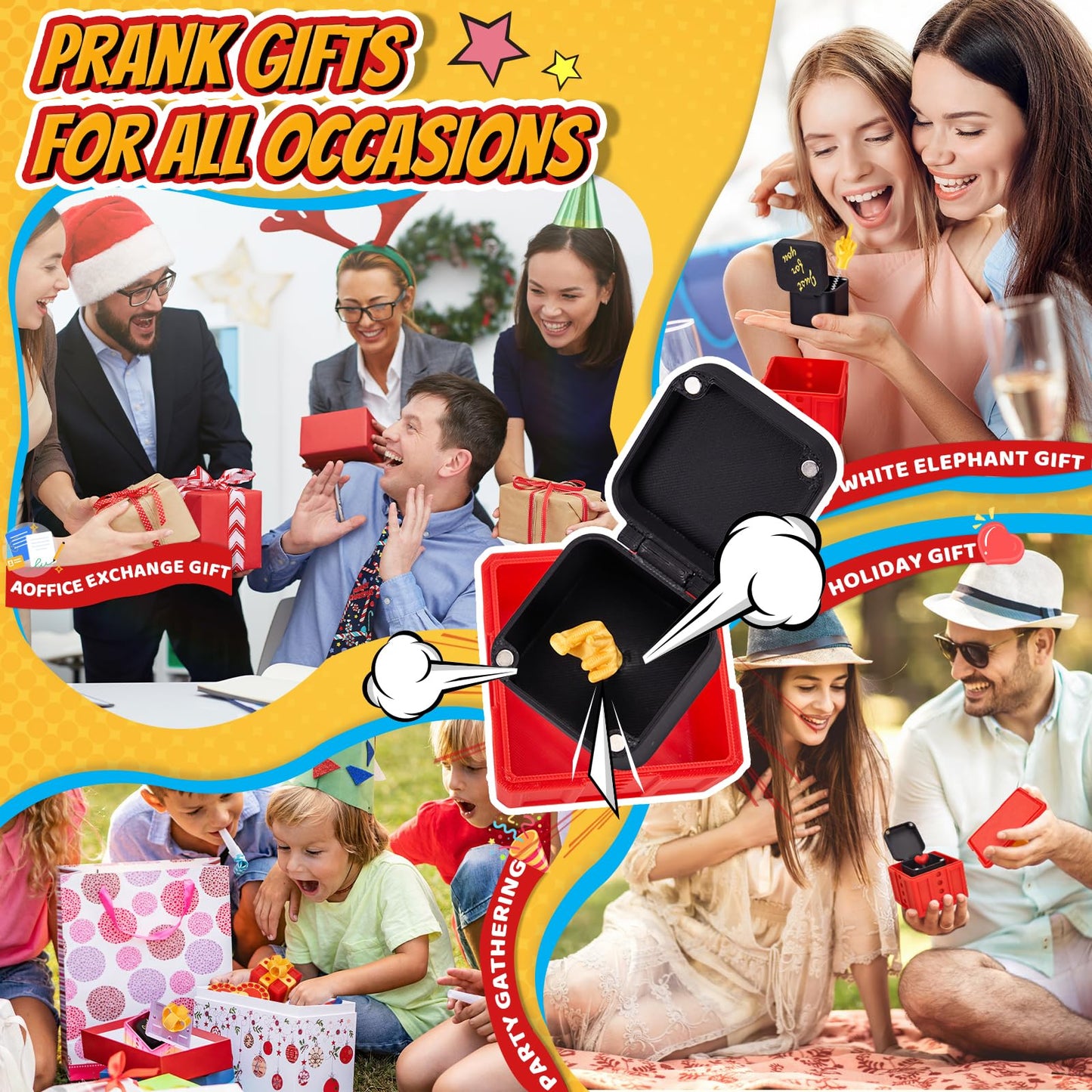 3.74 Inch Gotcha Box Prank with Surprise Finger, Annoying Gift Box with Finger,3D Printed Prank Gift Box with Screws & Pop Up Finger, La Puta Caja Broma Birthday Gifts for Friends Her/Him