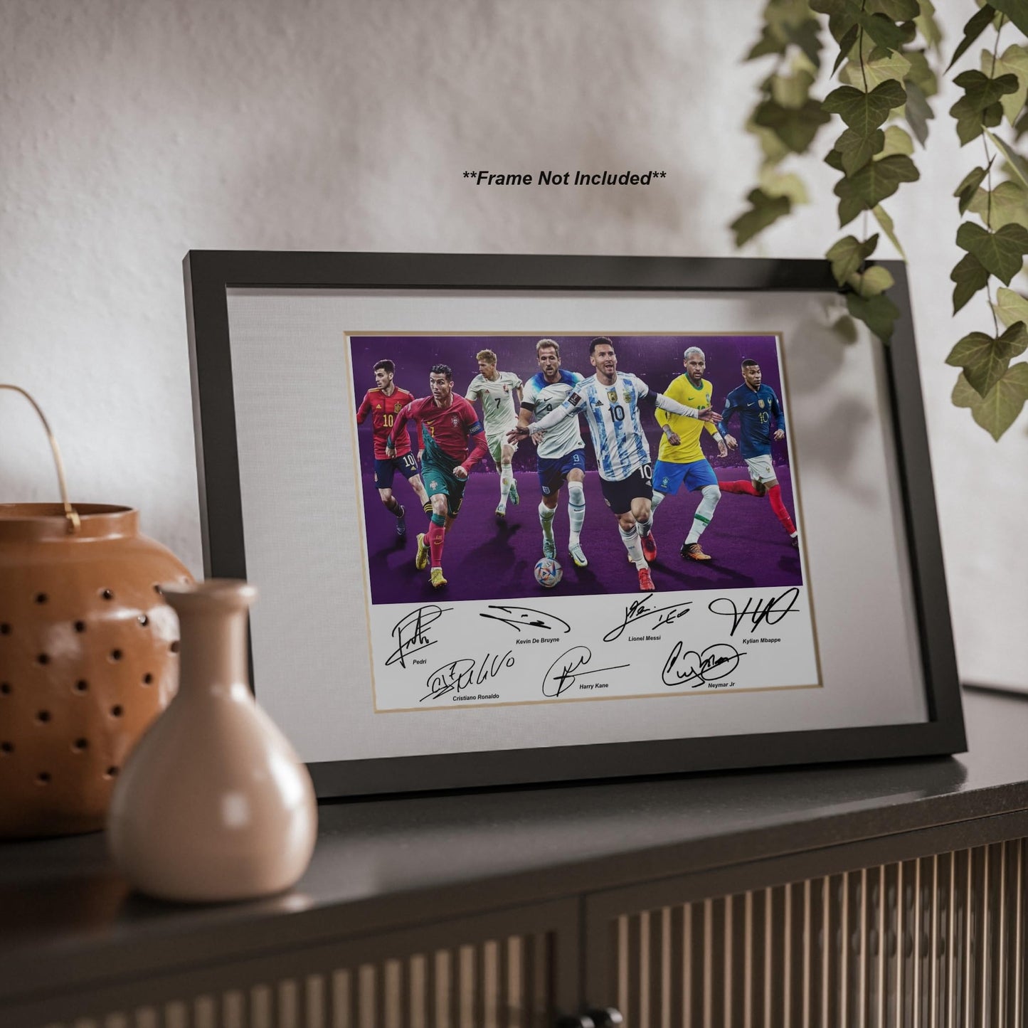 Ikonic Fotohaus Cristiano Ronaldo Lionel Messi Neymar Jr Kane Pedri Mbape Signed Photo Autograph Print Wall Art Home Decor