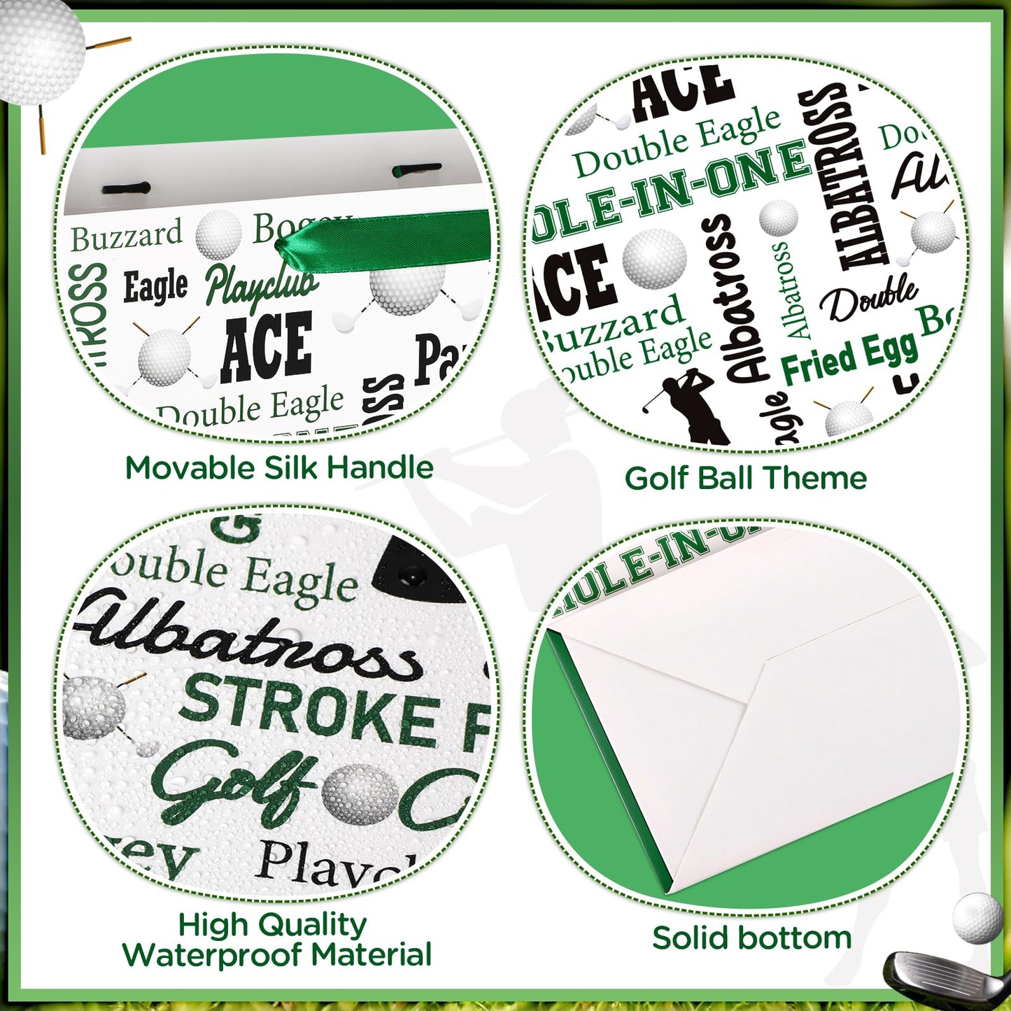 Golf Party Gift Bag Large Golf Themed Birthday Wrapping Bag with Tissue Paper Greeting Card Decorations for Kids Men Ball Team Sports Party Favors Baby Shower Goodie Gifts Treat Wrap Bags Supplies