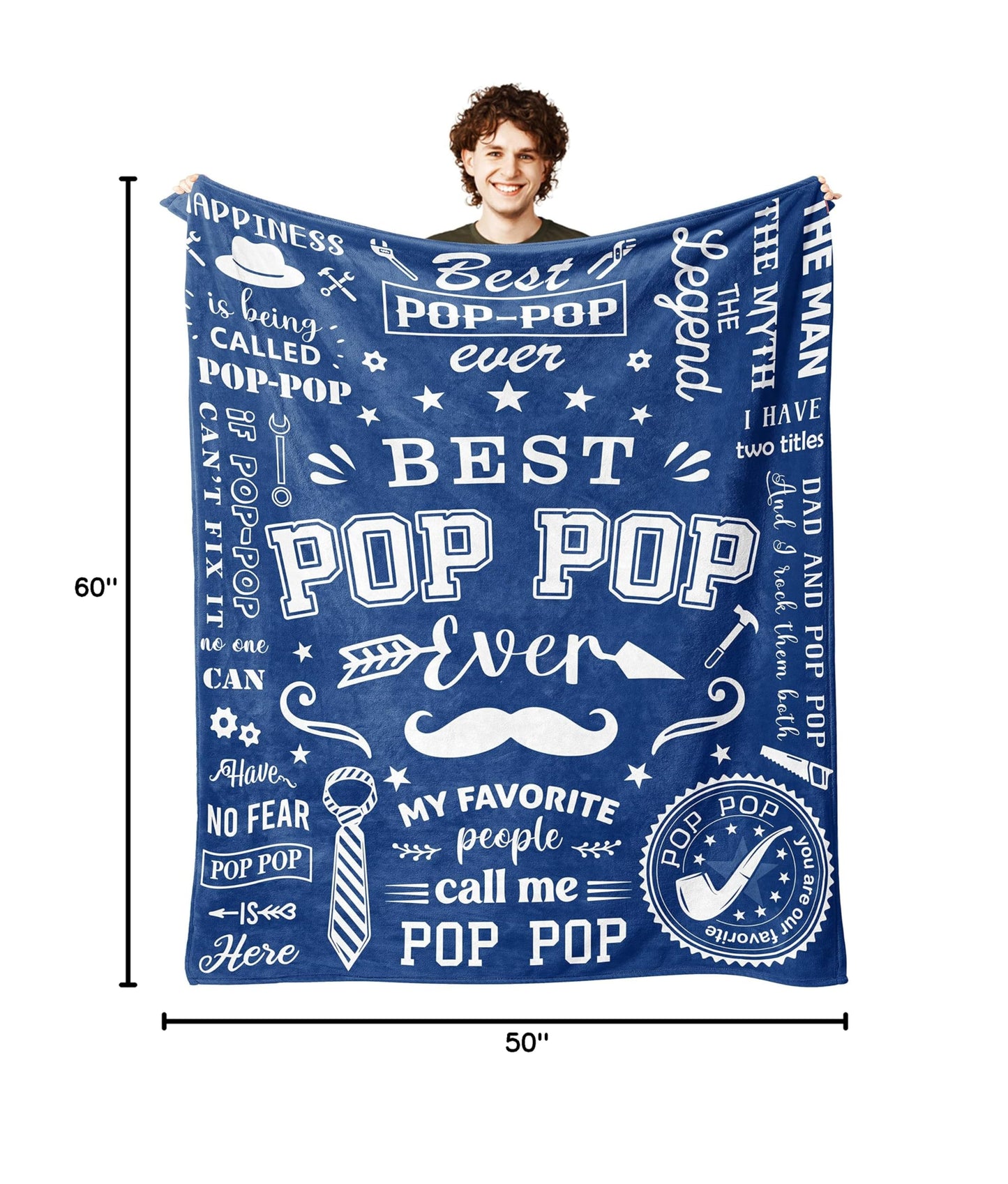 Lcobion Pop Pop Gifts, Gifts for Pop, Pop Pop Gifts from Grandkids, Gifts for Grandpa, Grandpa Gifts, Pop Pop Christmas/Fathers Day/Birthday Gifts, Grandpas/Grandfather/Papa/Pop Pop Blanket 50" X 60"