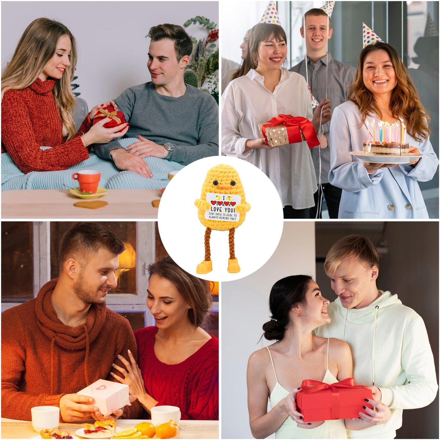 BILOLLY I Love You Gifts for Her Him Boyfriend Girlfriend Wife Husband Couple, Birthday Anniversary Valentines, Handmade Crochet Knitted Cute Duck