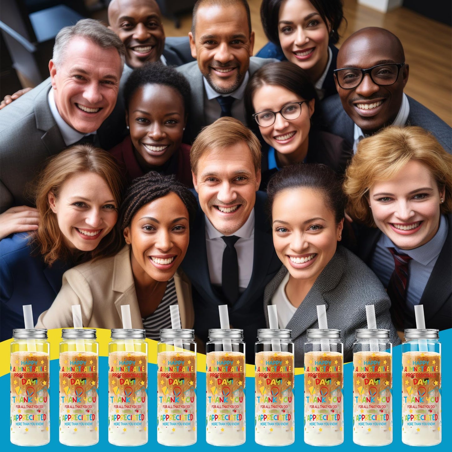 Vesici 24 Pcs Administrative Professionals Day Gift 14.2oz Admin Assistant Appreciation Gifts Cups with Lid and Straw Secretary Thank You Party Favors Tumbler for Women Office Secretary Employee