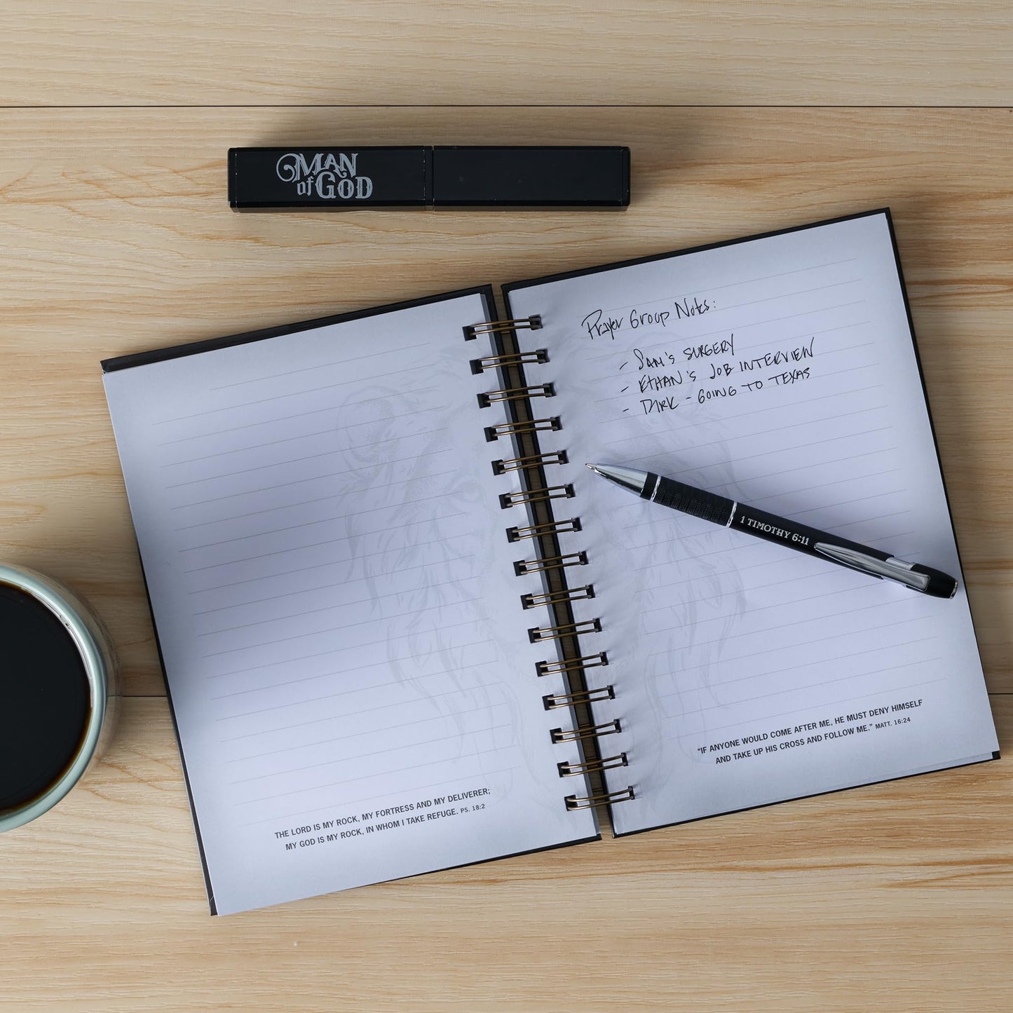 Christian Art Gifts Man Of God Black Stylish Classic Ballpoint Pen in Matching Gift Case - 1 Timothy 6:11 Bible Verse Refillable Retractable Medium Black Ink for Journal, Planner, Writing, Notes