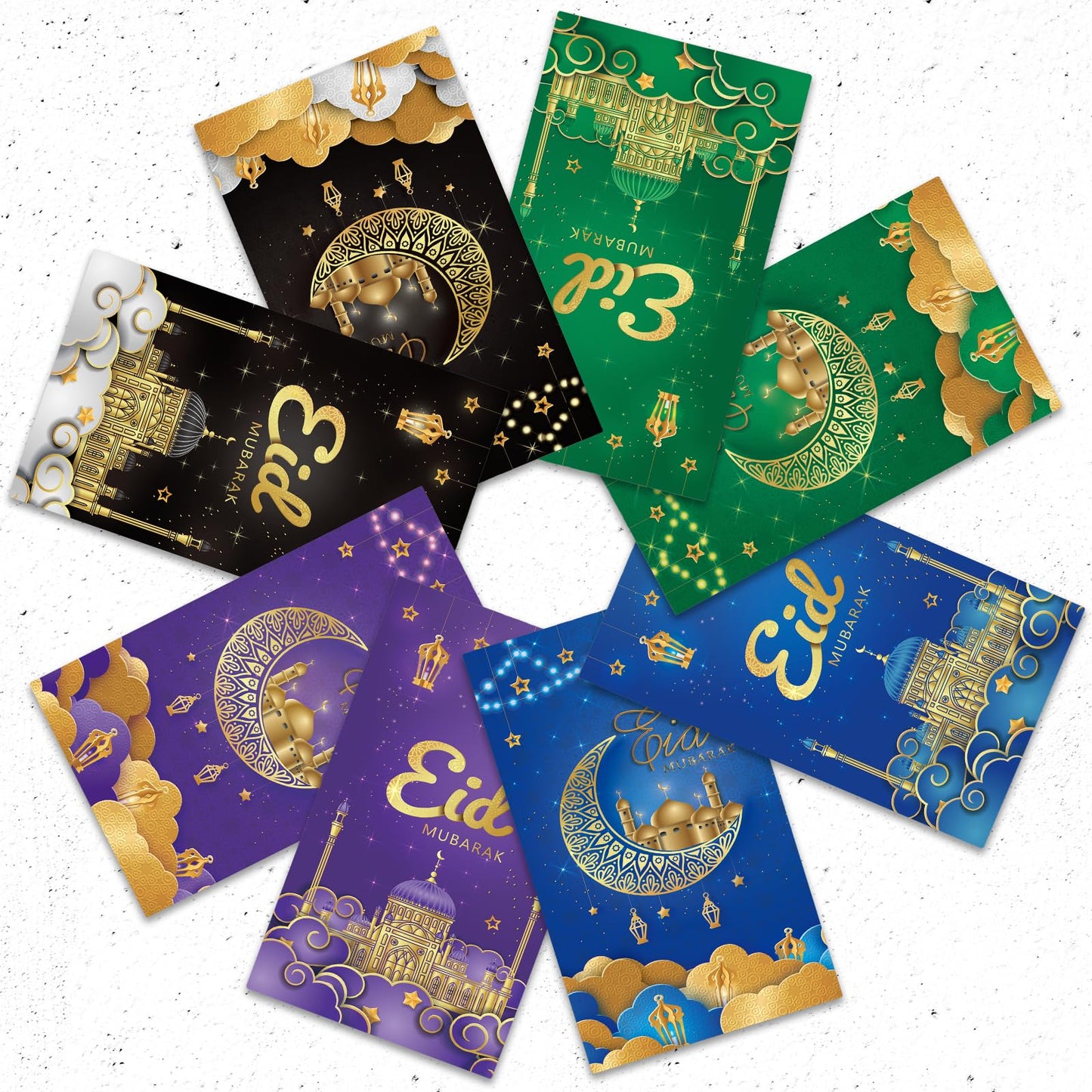 KALEFO Eid Mubarak Favor Gift Bags 24PCS Ramadan Muslim Supplies Goodie Treat BagTable Decorations for Party Birthday Blue