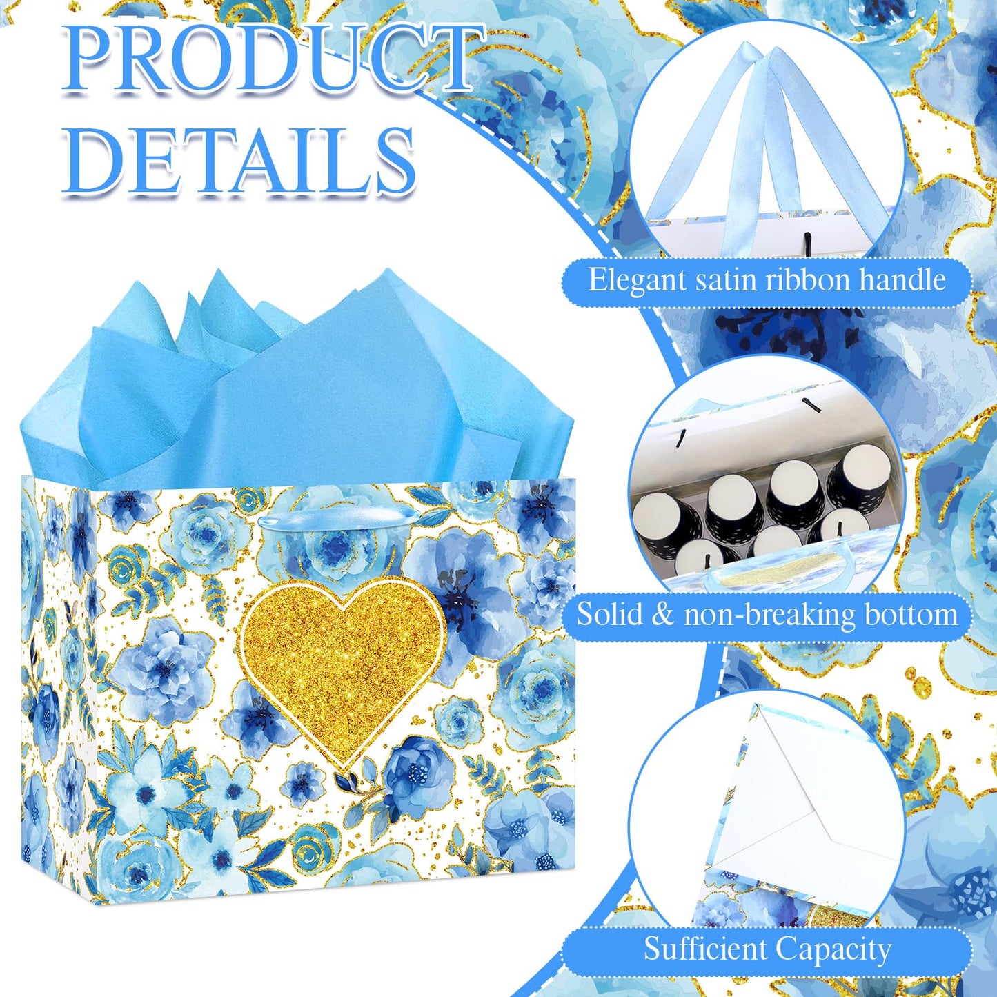 LUUFILx Anniversary Party Gift Bag for Her Him Bridal Gift Bag with Wrapping Paper and Card for Bridal Showers Weddings Anniversaries Engagements