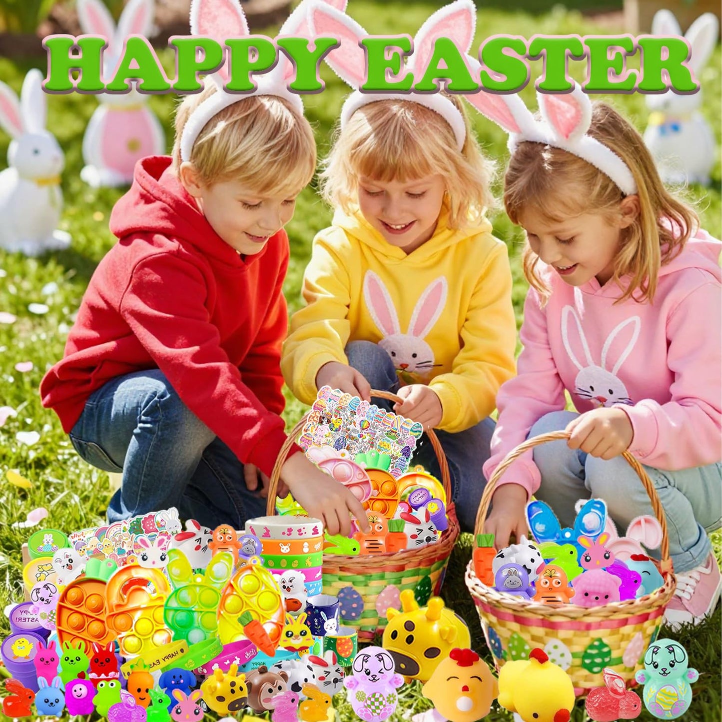 124 PCS Easter Egg Fillers, Easter Basket Stuffers, Easter Party Favors for Kids Boys Girls, Easter Egg Stuffers, Bulk Easter Toys, Easter Gifts, Pinata Goodie Bags Stuffers, Classroom Prizes