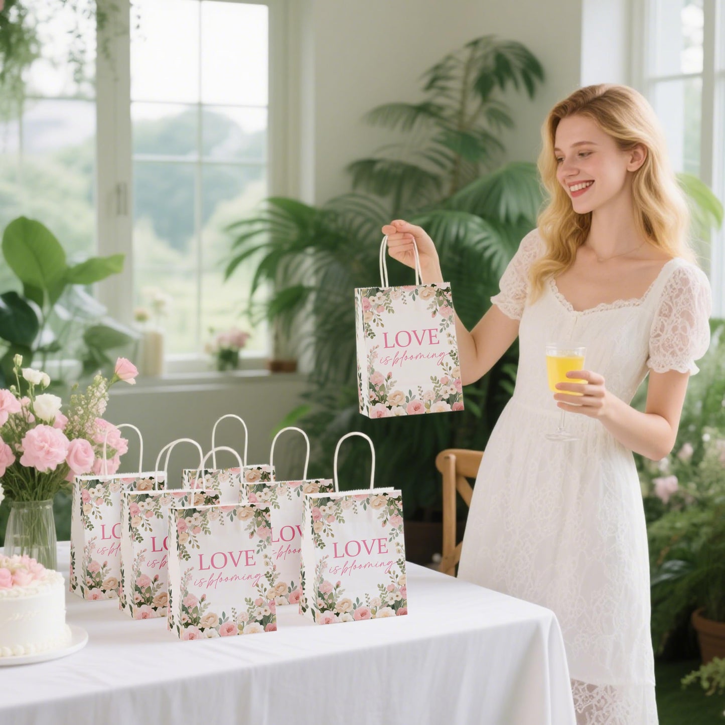Hzbcxs 20Pcs Love is Blooming Goodie Bags, Bridal Shower Gift Bags, Engagement Wedding Party Decorations, Fresh Off the Market Bridal Shower Decorations