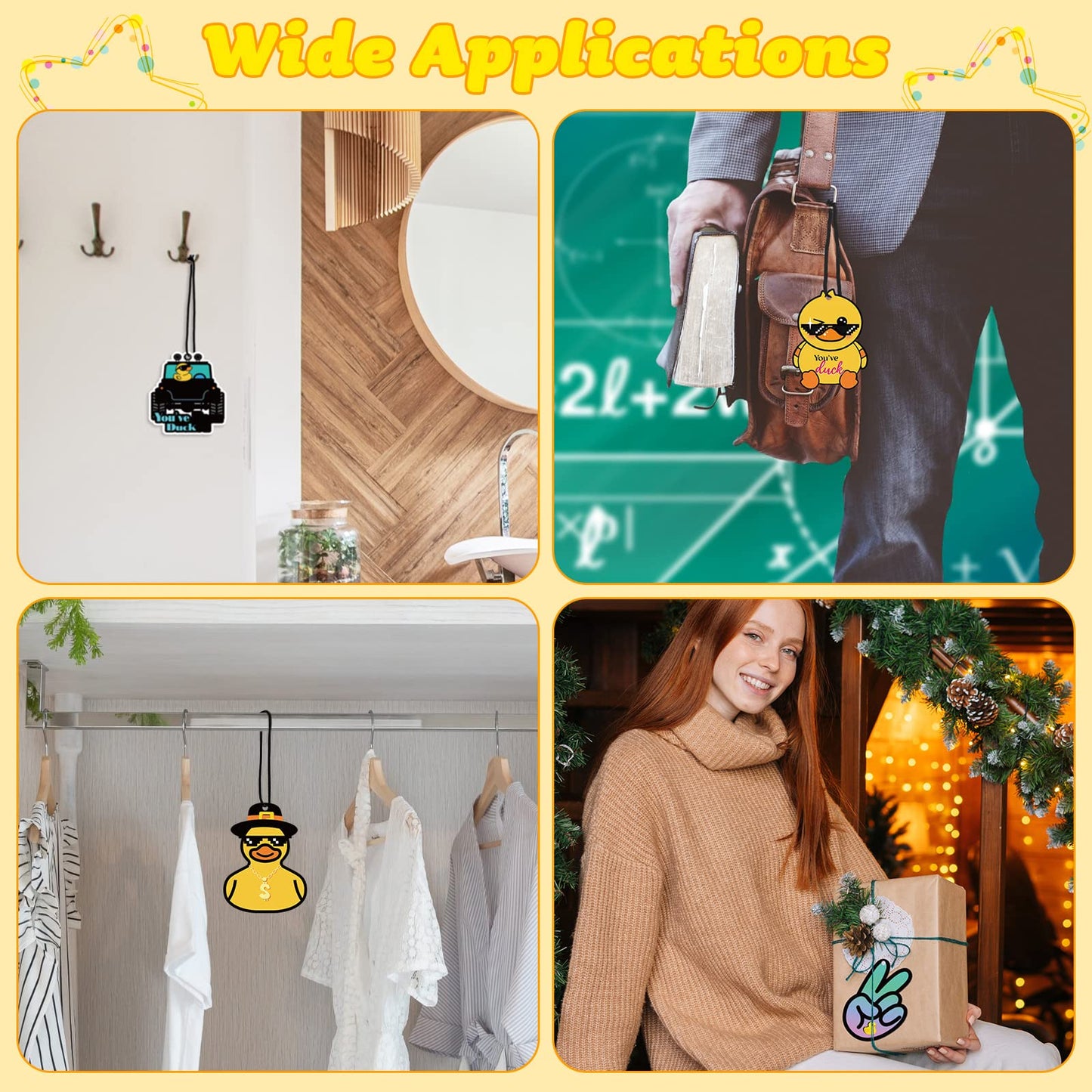 6 Pcs Funny Duck Air Freshener for Christmas Hanging Automotive Air Fresheners Hanging Cute Duck Car Fresheners for Birthday Christmas Festival Gift Supplies