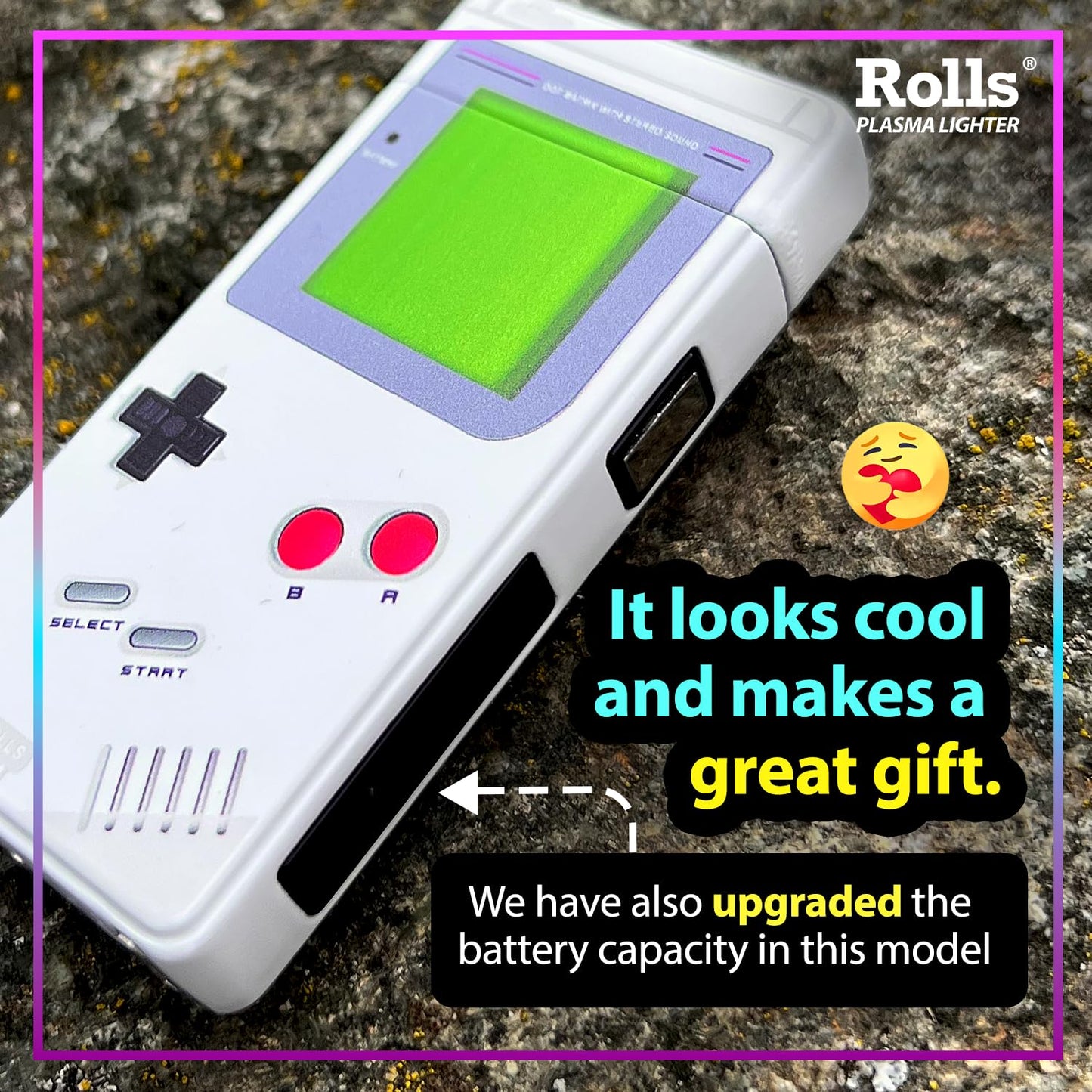 Rolls Electric Lighter - Cool Lighters - Retro Gamer Gifts for Men - Cool Gadgets - Custom Unique Birthday Gifts for Men - Stocking Stuffers - Candle Lighters - By Rolls Plasma Lighter (Grey)