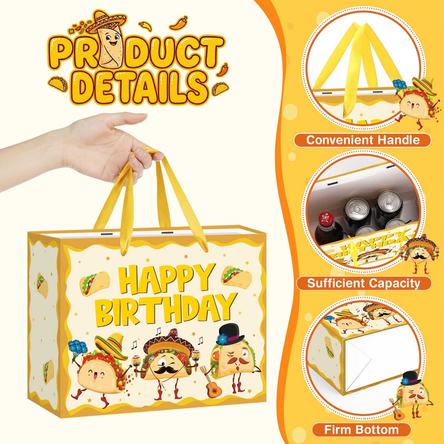 Funny Taco Birthday Gift Bag Cute Mexican Fiesta Birthday Wrapping Paper Gift Bag with Card and Tissue Paper for Kids Adults Taco Bout a Baby Baby Shower Bday Cinco de Mayo Celebration