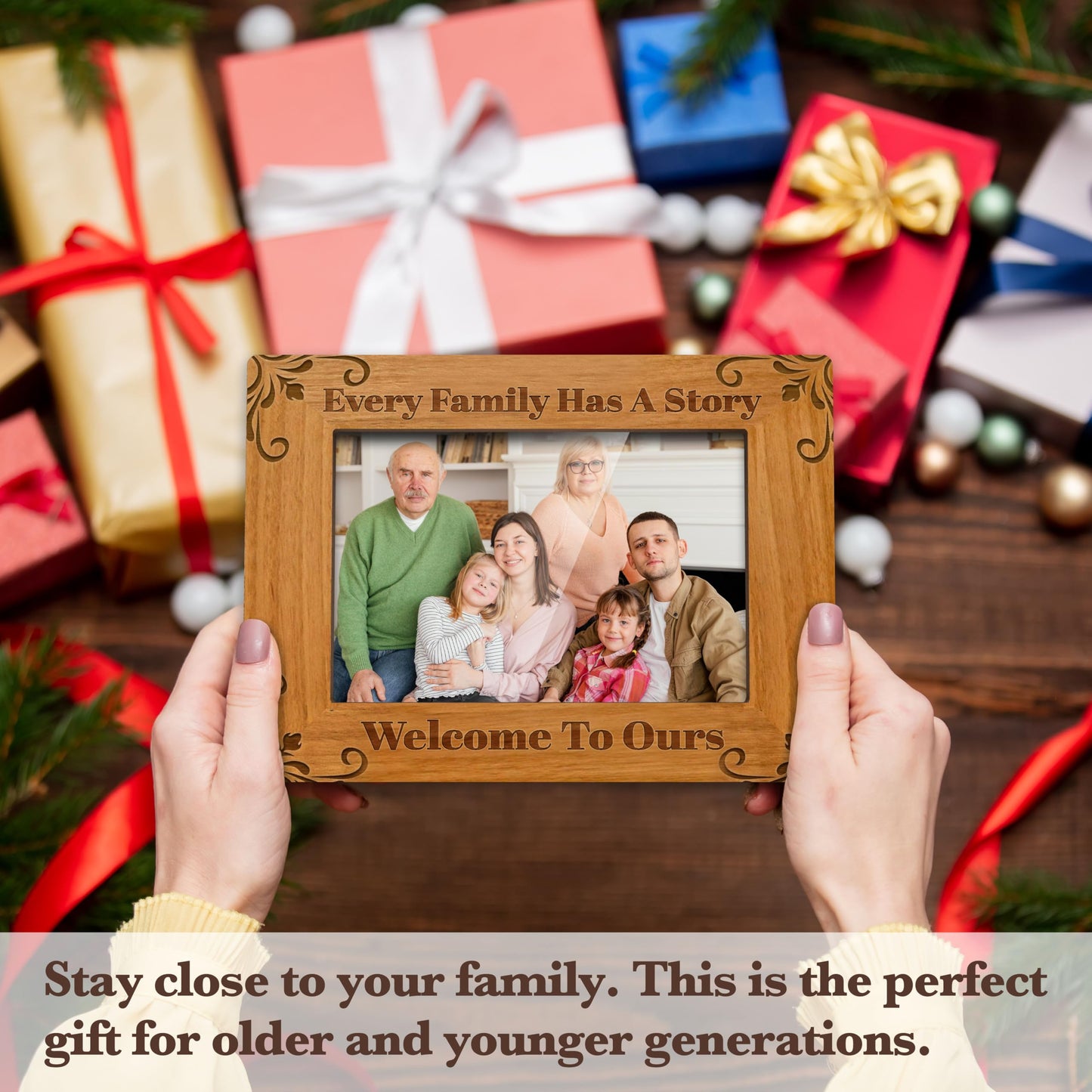 Family Picture Frame 4x6, Adoption Day Gifts for Stepdad Stepmom, Mother's Day Bonus Mom Gift, Father's Day Bonus Dad Gifts, Every Family Has a Story A21-1