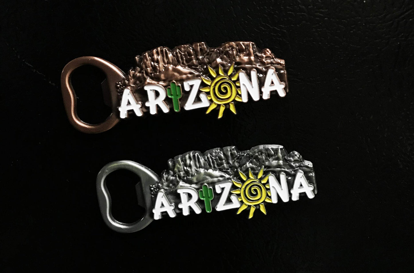 Sonoran Souvenirs Arizona Enamel Bronze Bottle Opener Magnet - Decorative Metal Refrigerator Magnet Southwest Beer Lover Gift Idea Arizona Father's Day Gift - Arizona Souvenir Saguaro Cactus
