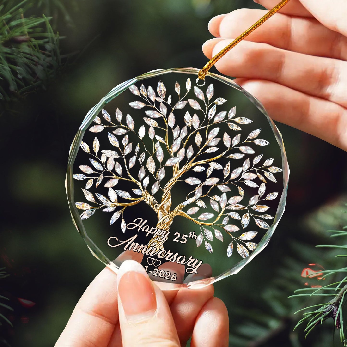 25th Anniversary 2026 Glass Ornament, 25th Wedding, 25th Anniversary Decorations, 25th for Couple, Silver Wedding for Parents, Couple, Wife, or Husband