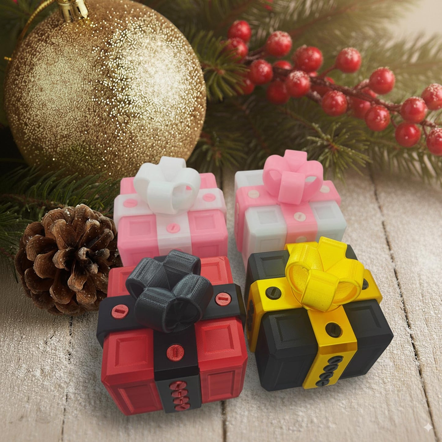 Annoying Gift Box with Screws, 3D Printed Puzzle Money Gift Box, Large Surprise Prank Box for Cash, Christmas Birthday Holiday Gag Gift (Pink-Glow)