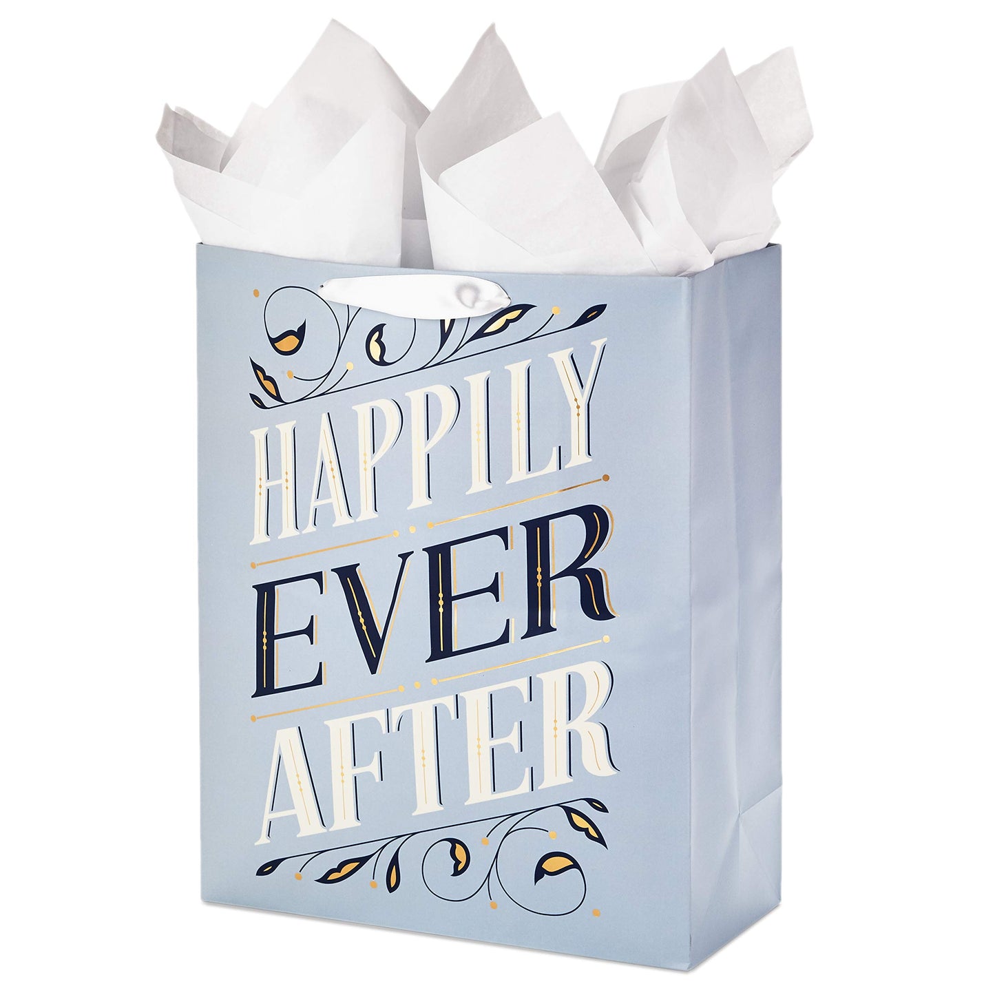 Hallmark 15" Extra Large Gift Bag with Tissue Paper (Happily Ever After) for Weddings, Engagements, Bridal Showers, Vow Renewals