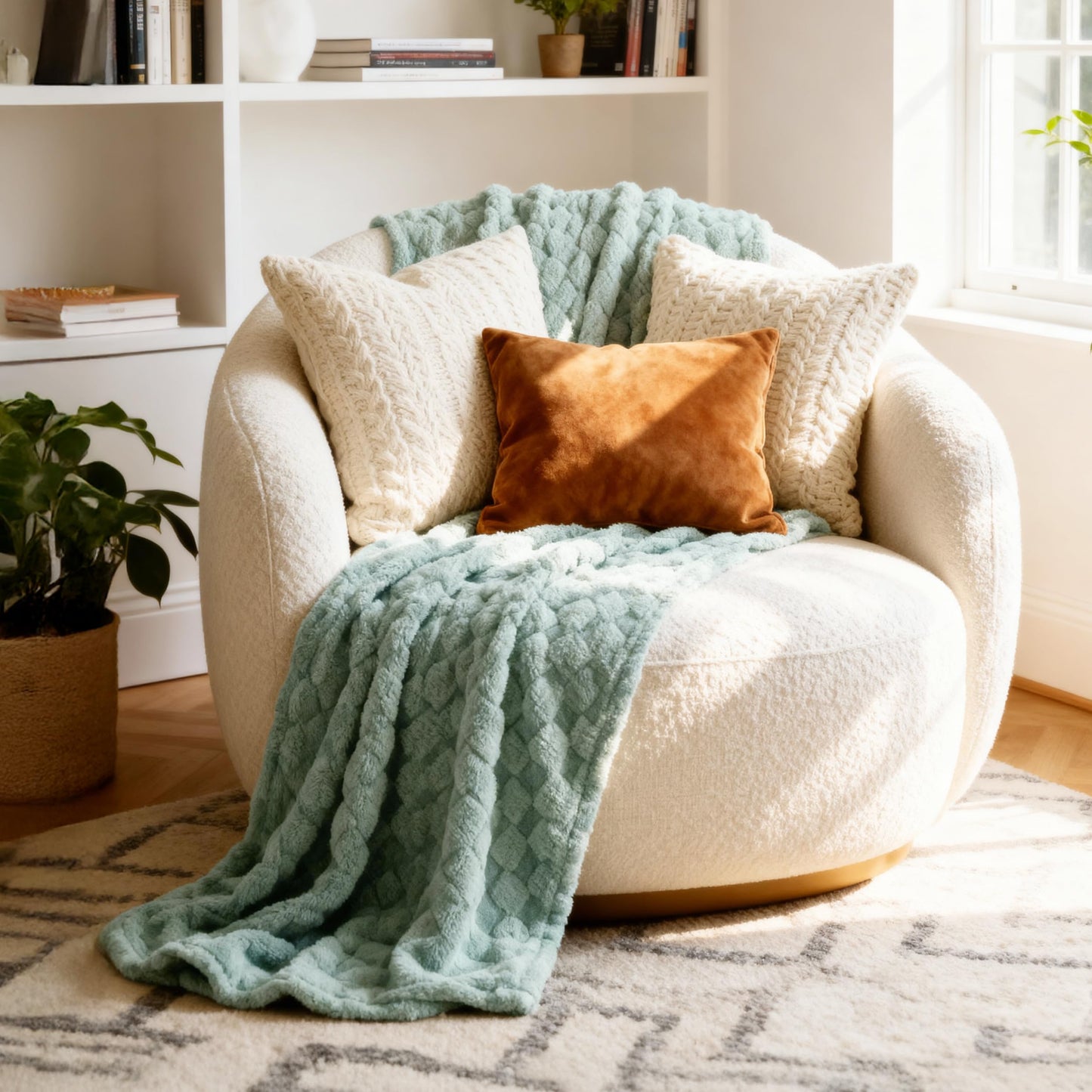 Bedsure GentleSoft Sage Green Throw Blanket for Couch - Checkered Cute Fleece Blankets, Soft Cozy Spring Summer Throw for Bedroom Home Decor Gifts for Girls, Green, 50x60 Inches