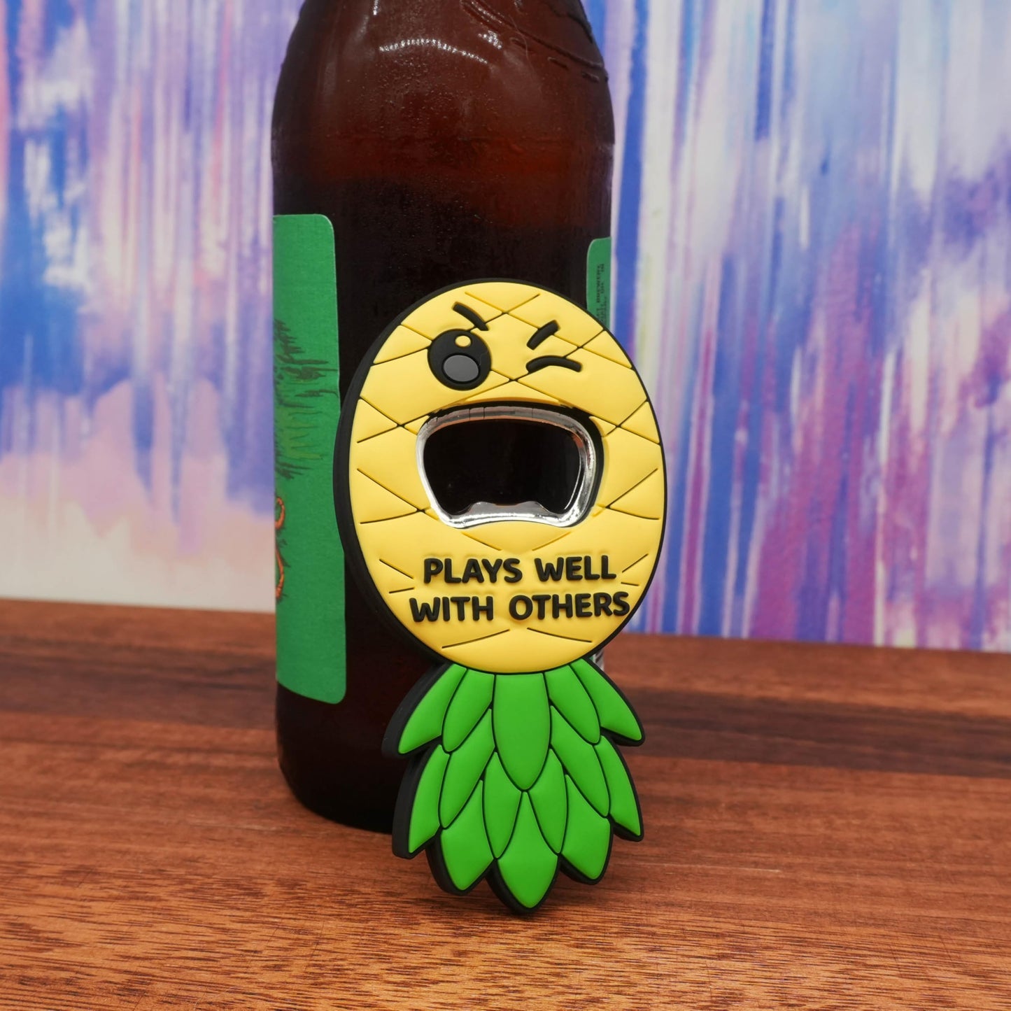Funny Magnetic Bottle Opener – Beer Opener with Hilarious Saying – Strong Magnet for Fridge or Man Cave – Great Gag Gift for Beer Lovers, Dads, Friends - Upside Down Pineapple