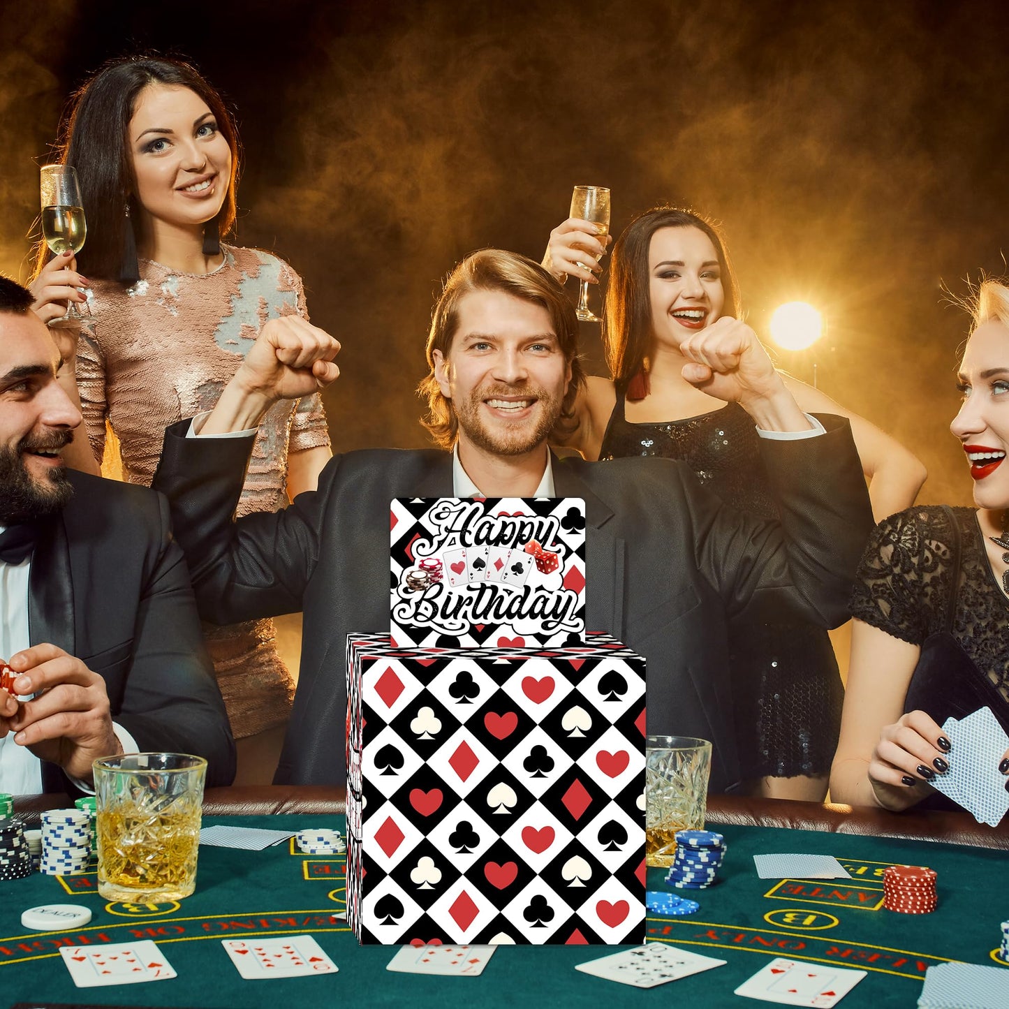 Casino Birthday Party Gifts, Poker Happy Birthday Money Gift Box, Las Vegas Money Gift Box for Cash, Casinos Party Decorations, Casino Poker Money Box, Casinos Theme Party Decorations for Man Women