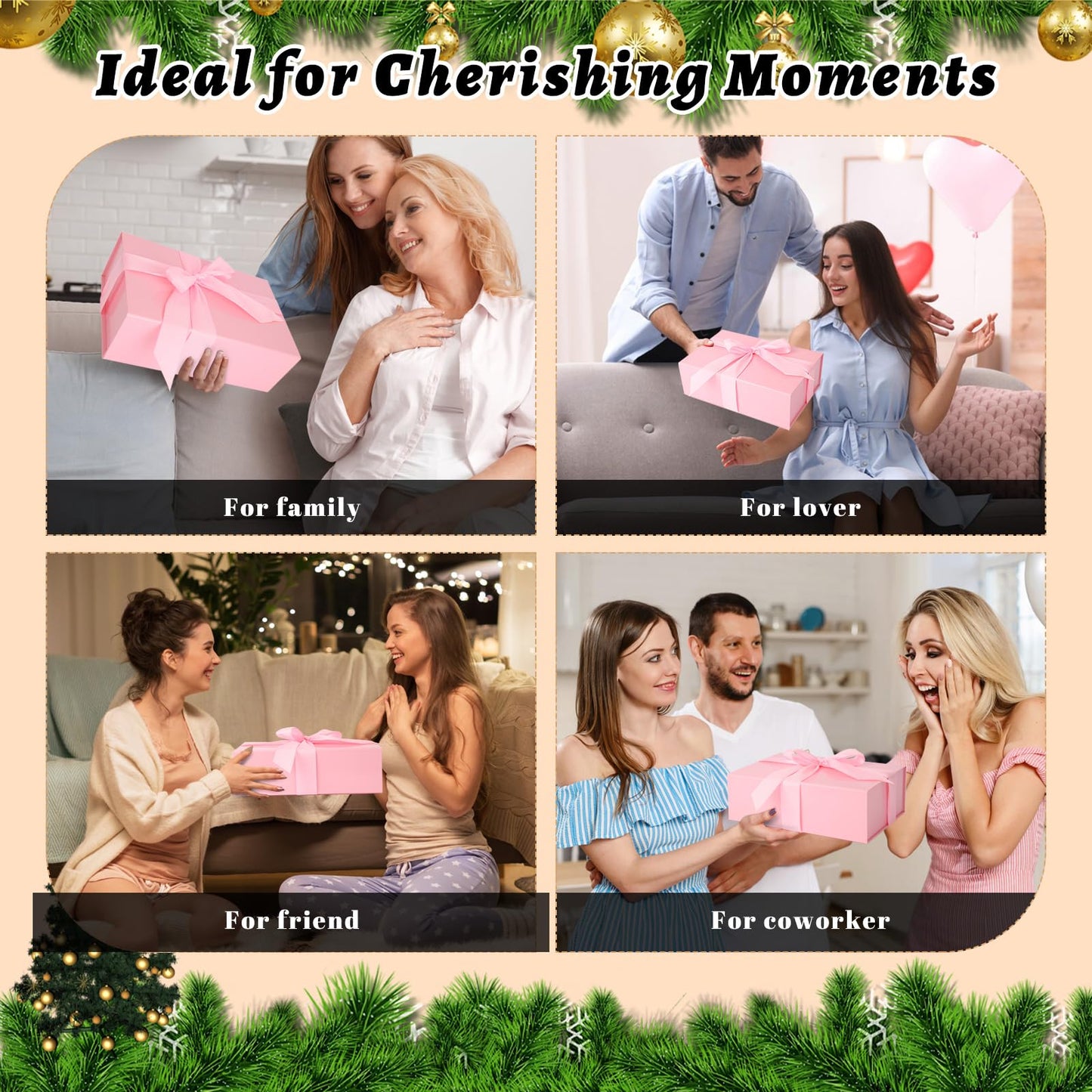 Pink Gift Box 11ββx7.2βx3.5β, Glossy Magnetic Gift Box with Lid for Present Contains 1-1/2ββ Widened Ribbon, Liner Paper, Card for Christmas, Valentine's Day, Wedding, Birthday