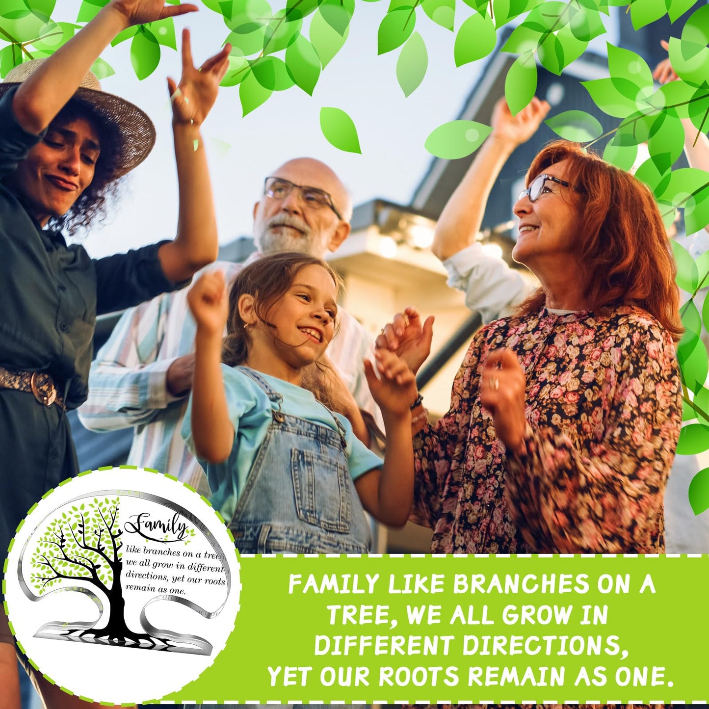 Jetec Family Reunion Gifts Tree Shaped Acrylic Keepsake Plaque Inspirational Desk Signs Heartwarming Family Members Gifts for Home Office Desk Shelf Table Decor