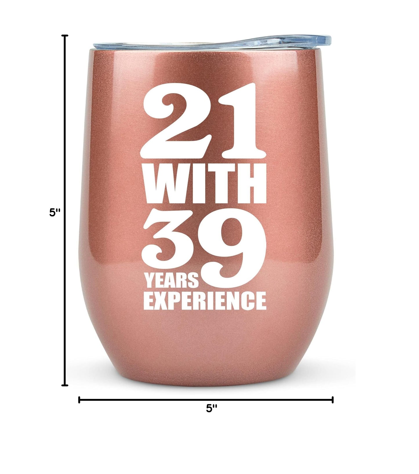 KLUBI 60th Birthday Gifts for Women - 21 With 39 Years Experience Gifts 12oz 60th Birthday Wine Tumbler 60th Birthday Decorations Women Gift Turning 60 th Birthday Gift Funny Mug