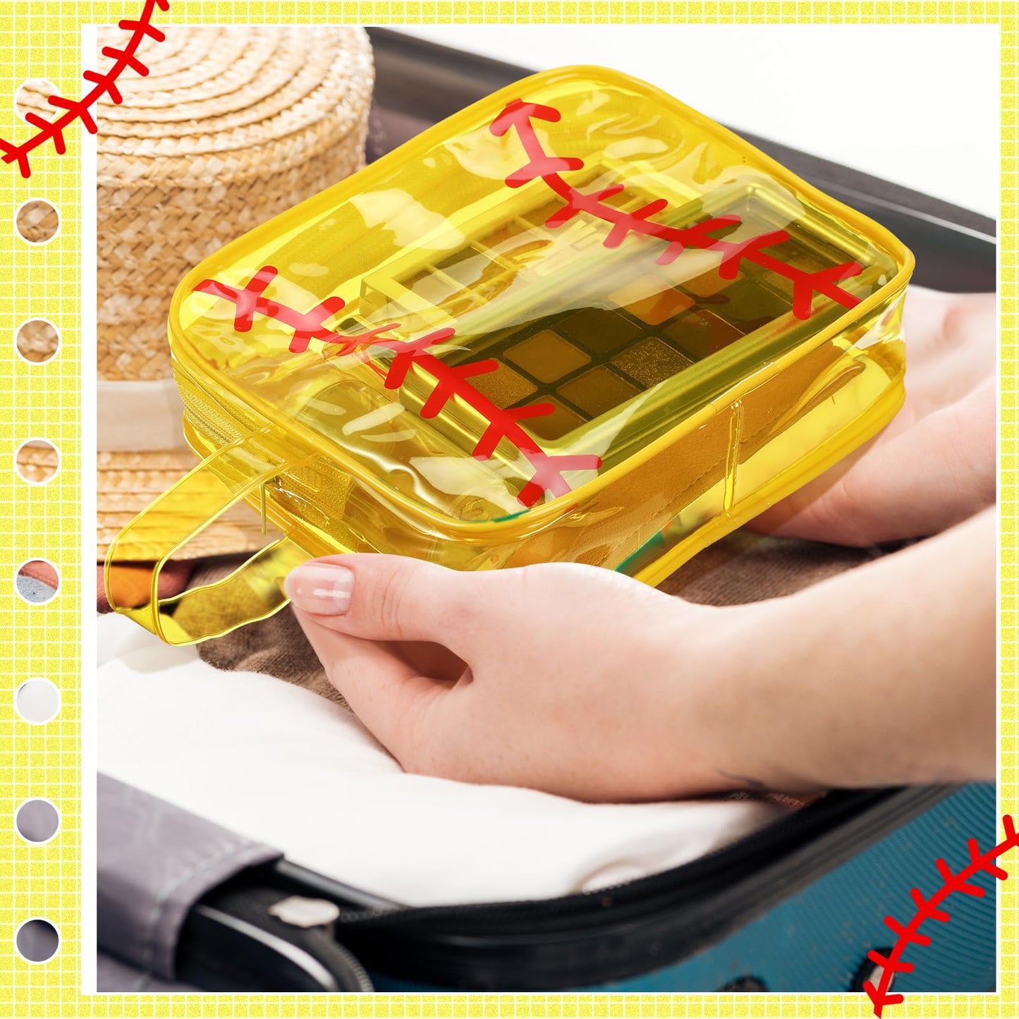 12 Pcs Softball Cosmetic Bag Team Gifts Accessories Makeup Bags Softball Clear PVC Cheer Case Toiletry Zipper Pouch Waterproof Travel Toiletry Handbag Purses Organizer for Women Team Players Lover
