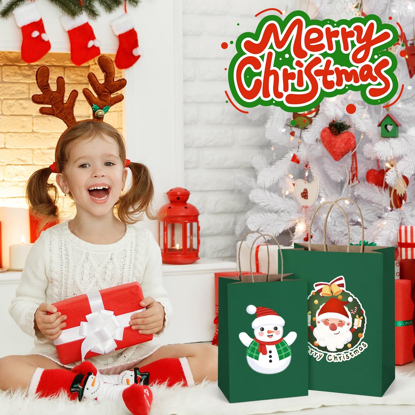 BagDream Forest Green Paper Bags with Handles Bulk 10x5x13 Inch 50Pcs Large Kraft Paper Gift Bags for Christmas, Thanksgiving, Outings, Craft, Retail, Grocery, Shopping, Recyclable